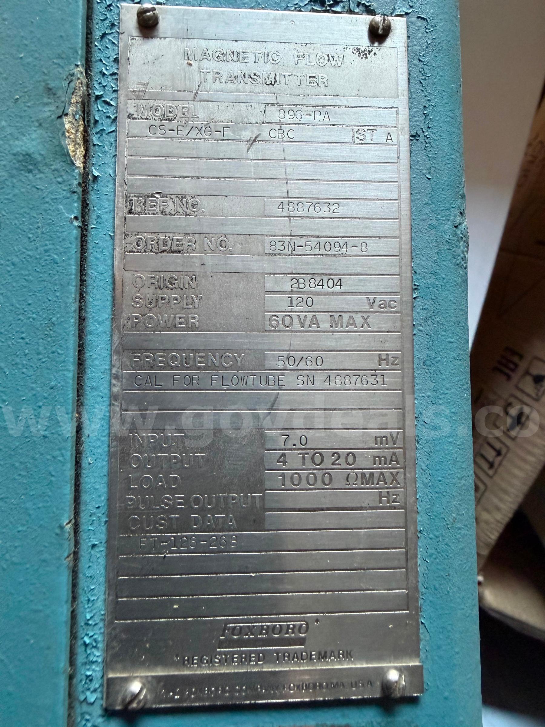 FOXBORO 896-PA MAGNETIC FLOW TRANSMITTER *WILL SHIP*  896 Government Surplus Auction - Photo #2