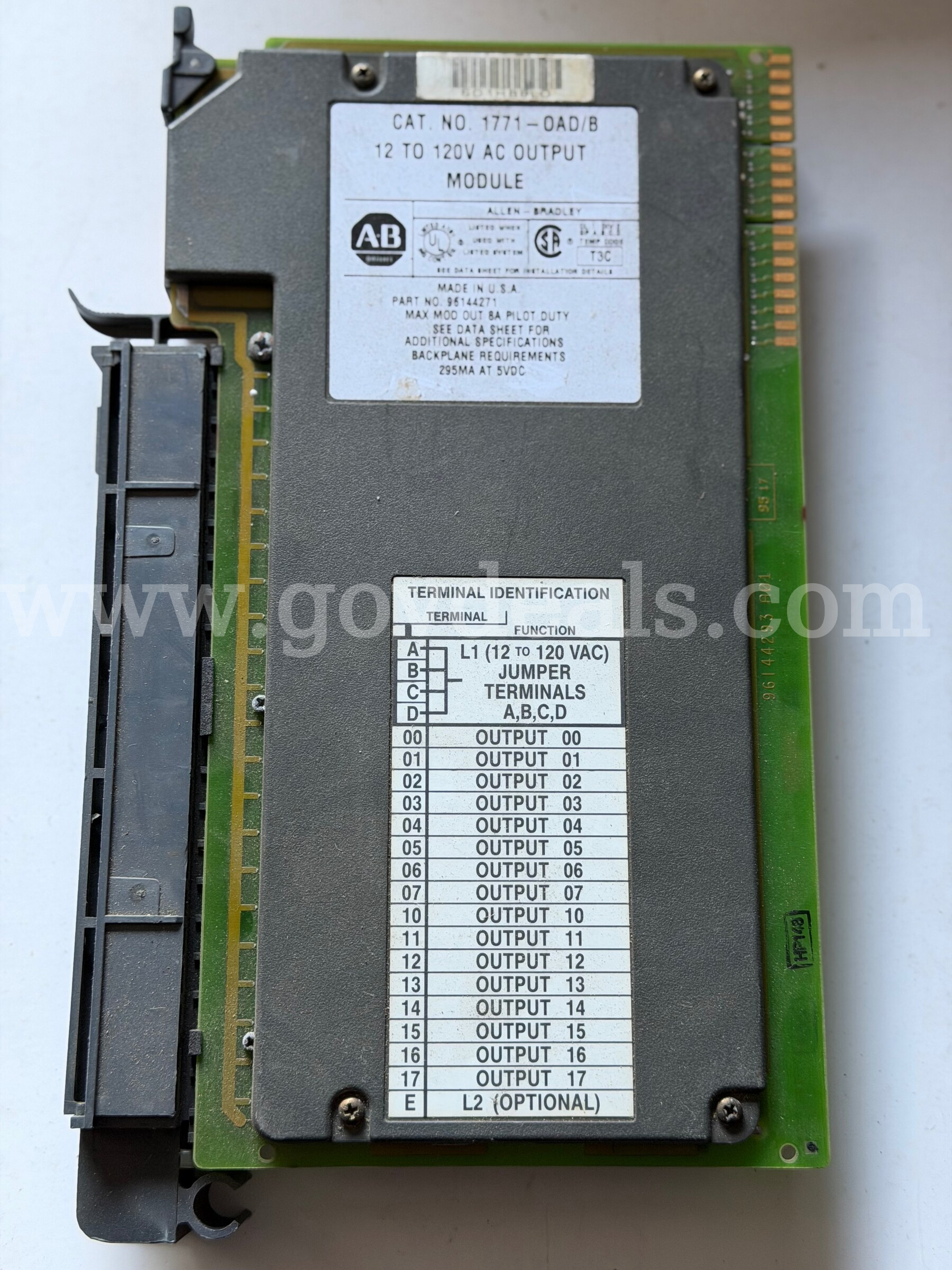 ALLEN-BRADLEY AB 12 TO 120V AC OUTPUT MODULE CAT.NO. 1771-OAD/B PART NO96144271*WILL SHIP* Caterpillar 120V Government Surplus Auction - Photo #2
