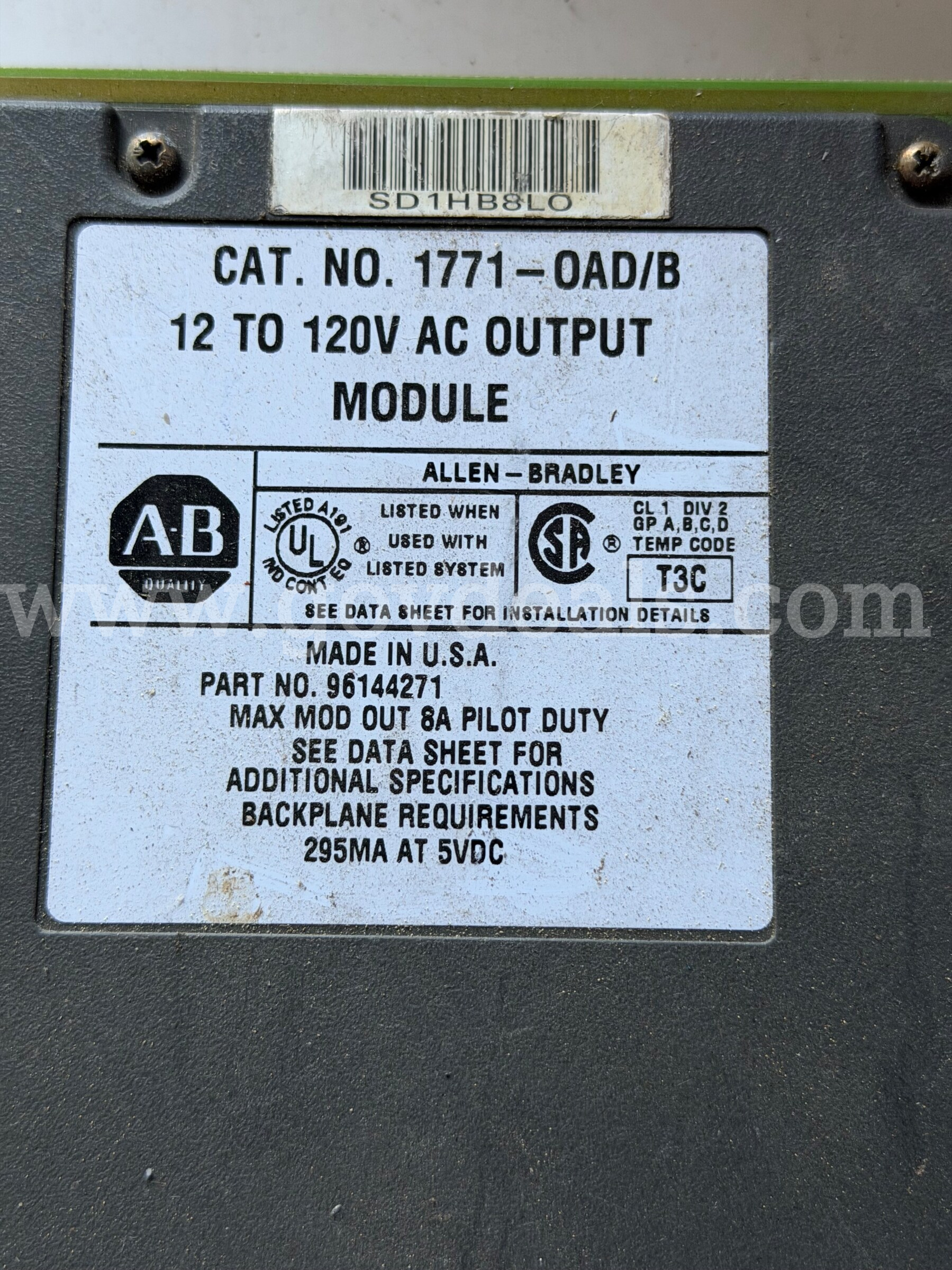 ALLEN-BRADLEY AB 12 TO 120V AC OUTPUT MODULE CAT.NO. 1771-OAD/B PART NO96144271*WILL SHIP* Caterpillar 120V Government Surplus Auction - Photo #4