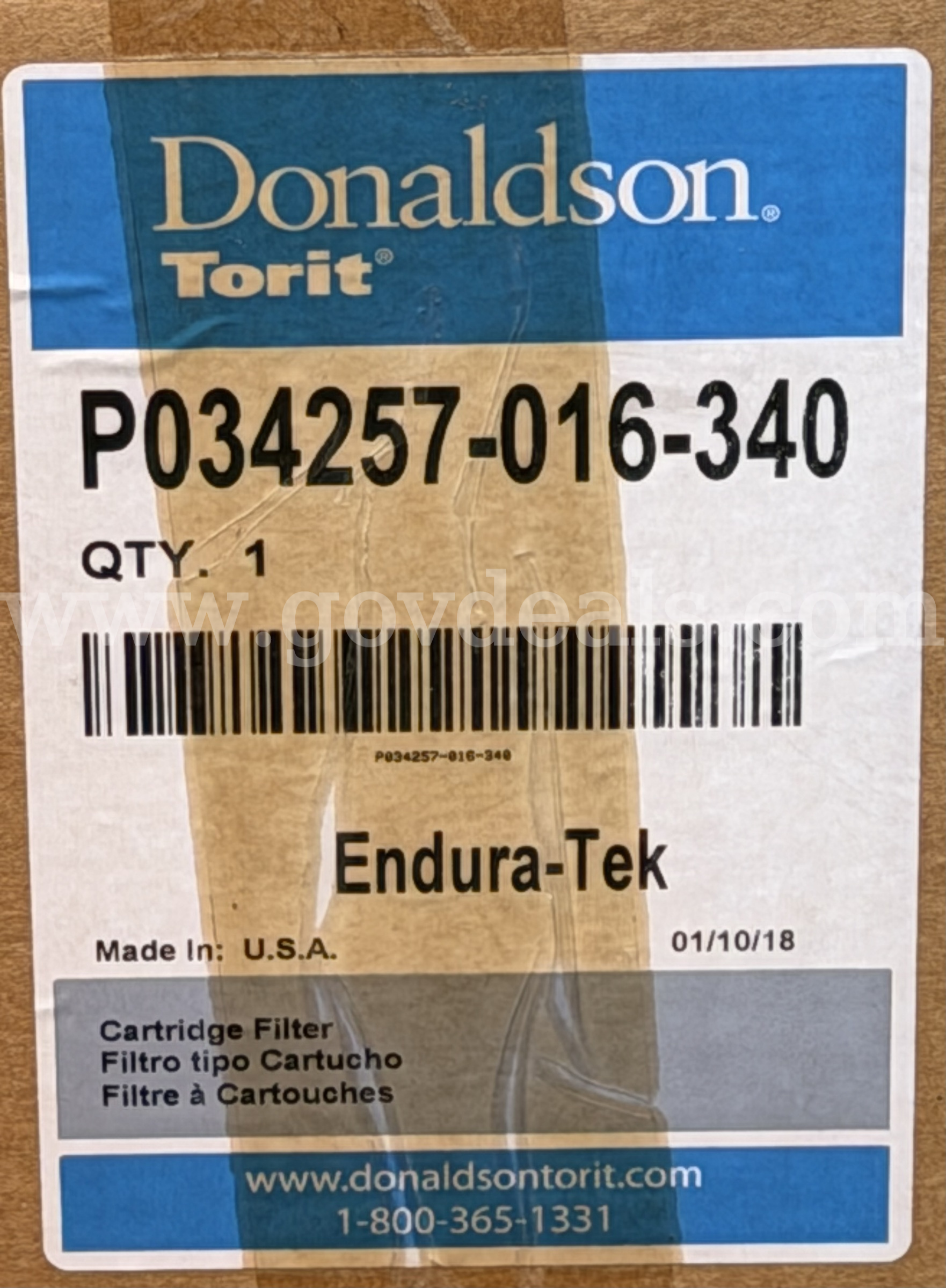 DONALDSON TORIT ENDURA-TEK CARTRIDGE FILTER P034257-016-340 NEW IN BOX *WILL SHIP*  016 Government Surplus Auction - Photo #5