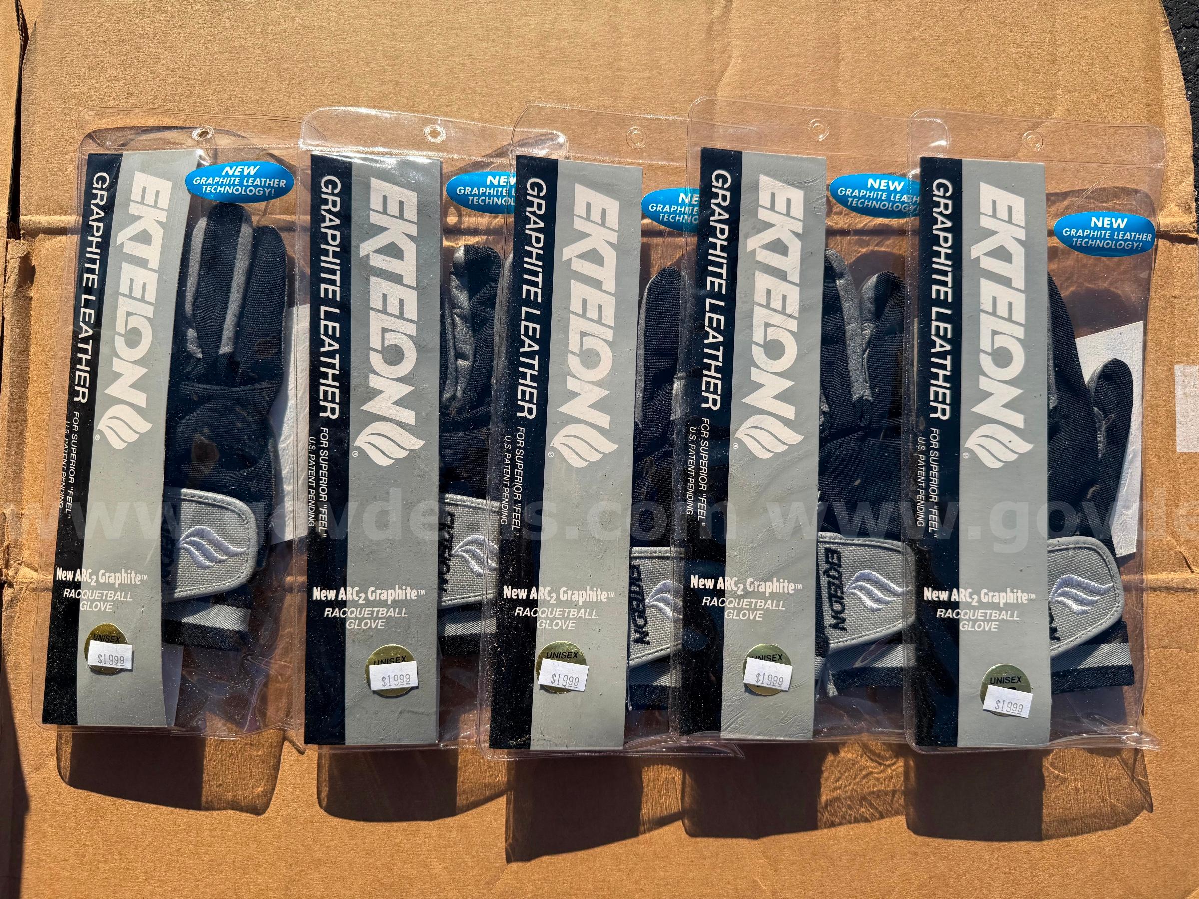 Lot of 5 Ektelon gloves RACQUETBALL GLOVES ARC 2 GRAPHITE BLACK COLOR * will ship*   Government Surplus Auction - Primary Photo