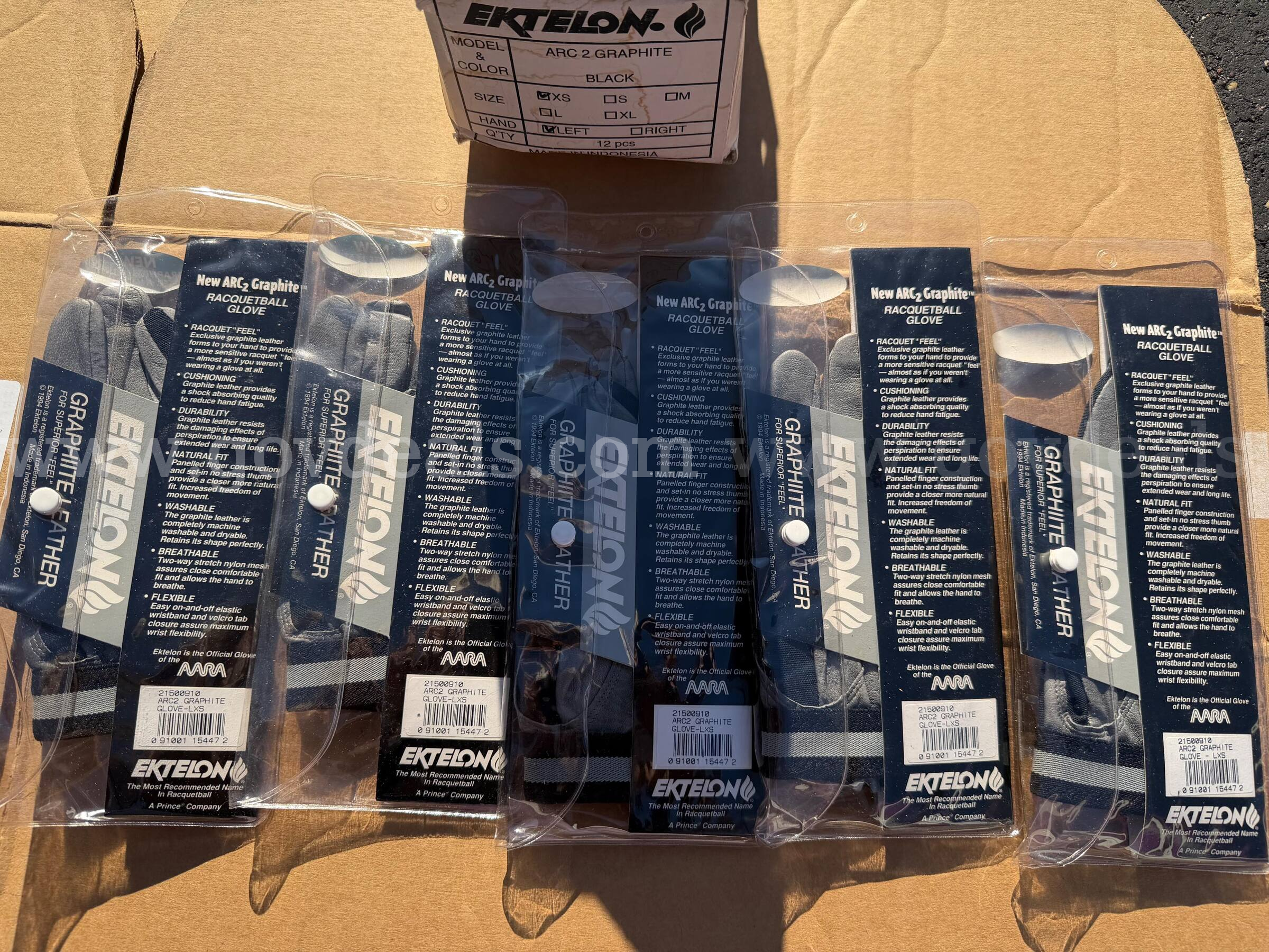 Lot of 5 Ektelon gloves RACQUETBALL GLOVES ARC 2 GRAPHITE BLACK COLOR * will ship*   Government Surplus Auction - Photo #2