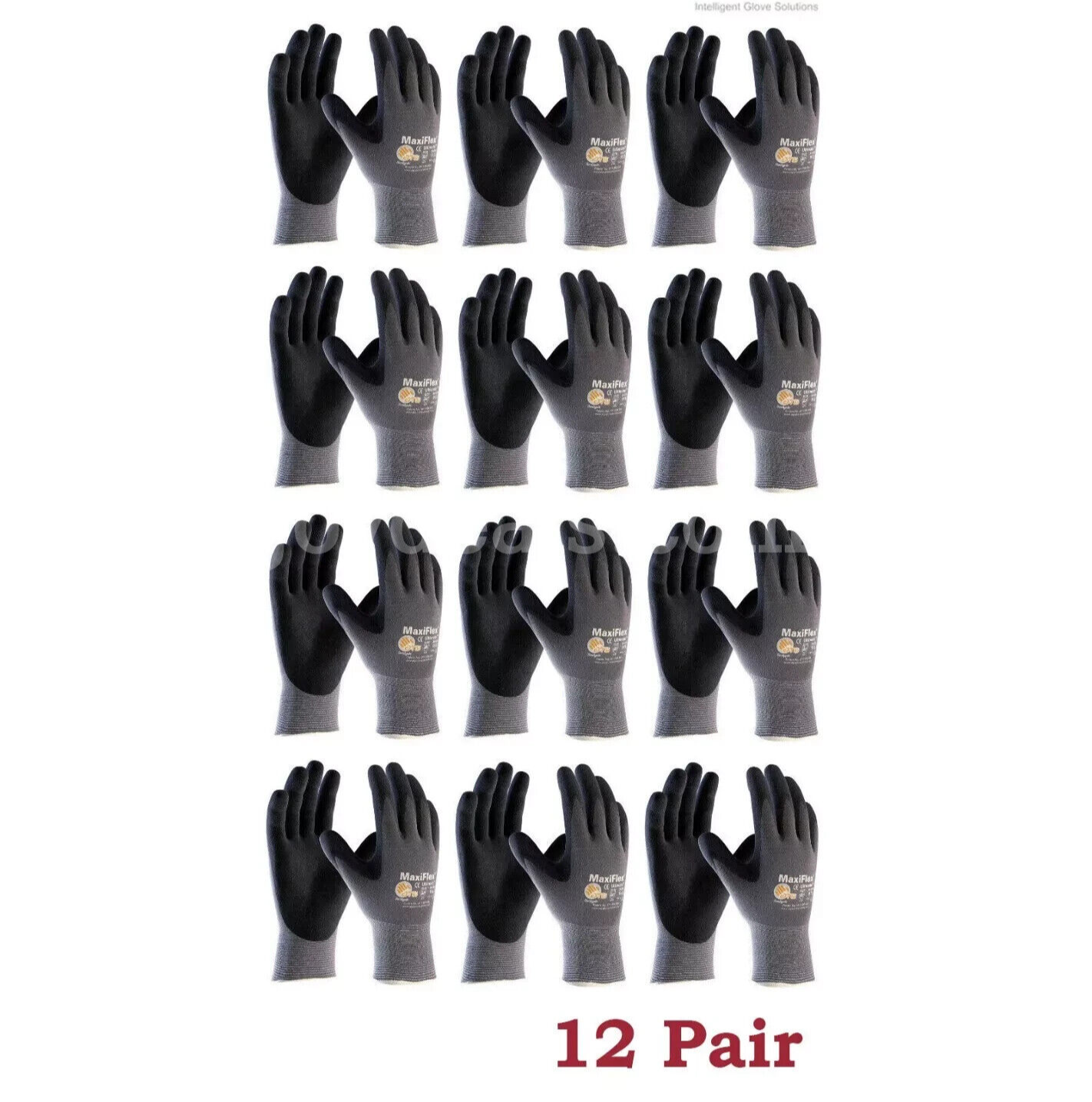 MaxiFlex Ultimate Micro Foam Nitrile Grip Coated WORK GLOVES 12 PAIR 34-875/S(7) *WILL SHIP*  875 Government Surplus Auction - Primary Photo