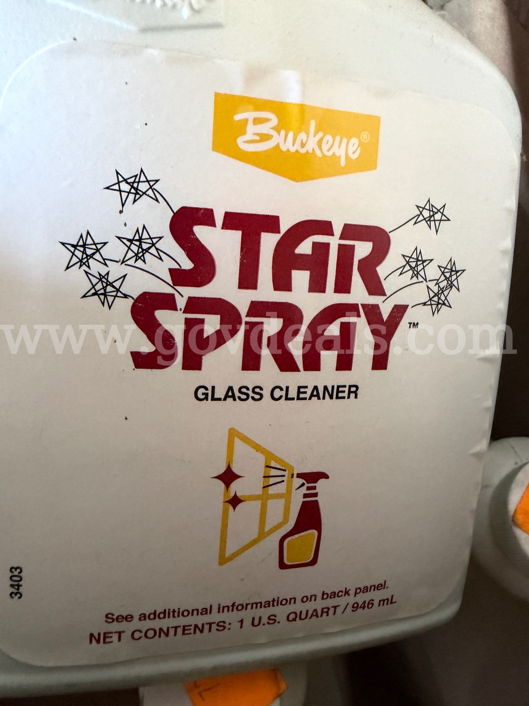 LOT OF 7 Buckeye® Star Spray™ Concentrated Glass Cleaner 1U.S.QUART/946 ml /PER BOTTLE  946 Government Surplus Auction - Photo #2