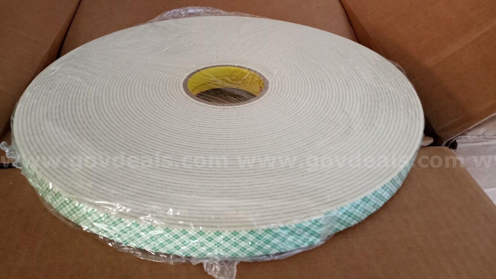 MASTER CASE OF 9 ROLLS 3M™ JUMBO Double Coated Urethane Foam Tape 4008 Off-White,1"x36yd 1/8 in 1 ROLE*WILL SHIP* Case 4008 Government Surplus Auction - Photo #2