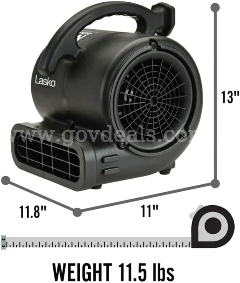 Lasko13.5 Super Fan Max 3-Speed Air Mover Floor Fan with Outlets,Grey *will ship*   Government Surplus Auction - Photo #3