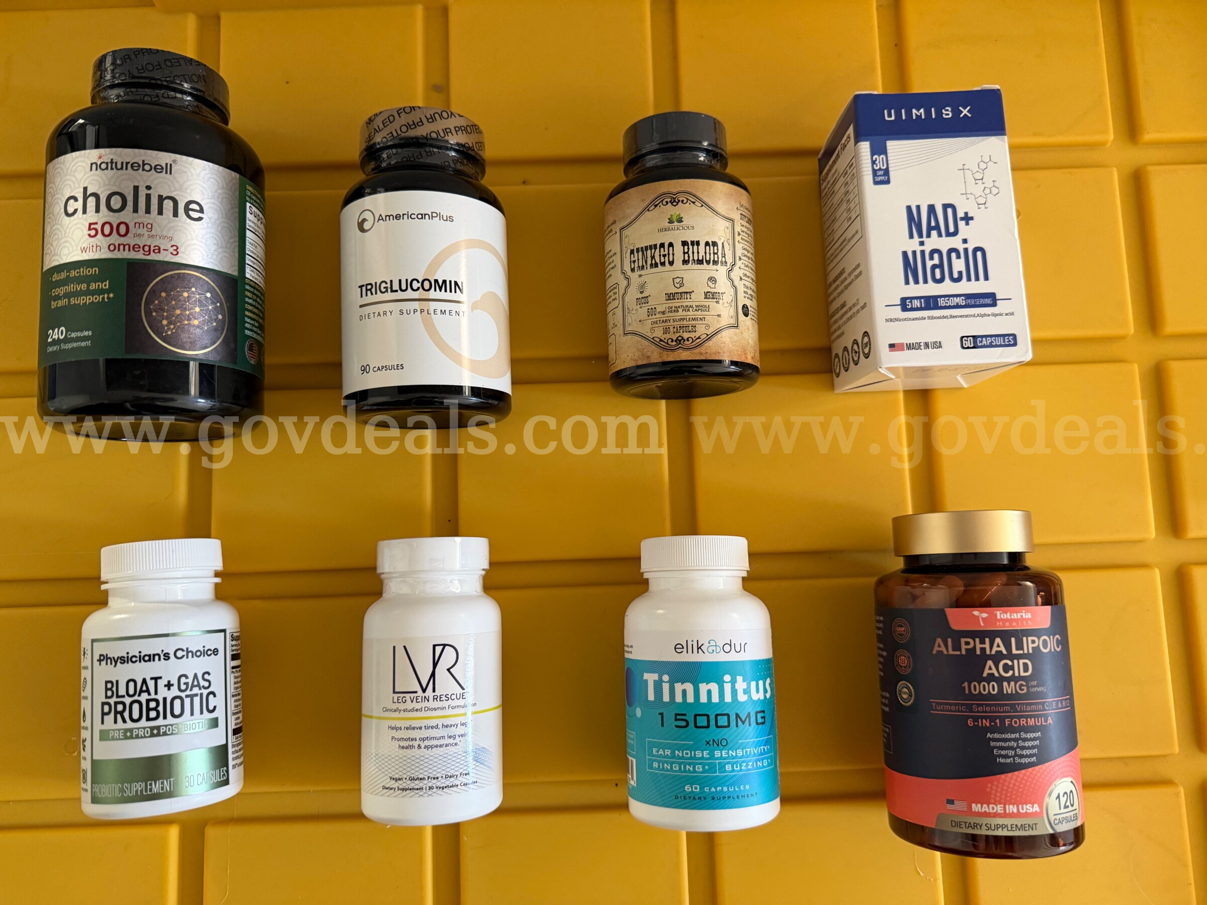 LOT OF 8 ASSORTED VITAMINS PILLS FACTORY SEALED EXP.2026 *WILL SHIP* V9   Government Surplus Auction - Primary Photo