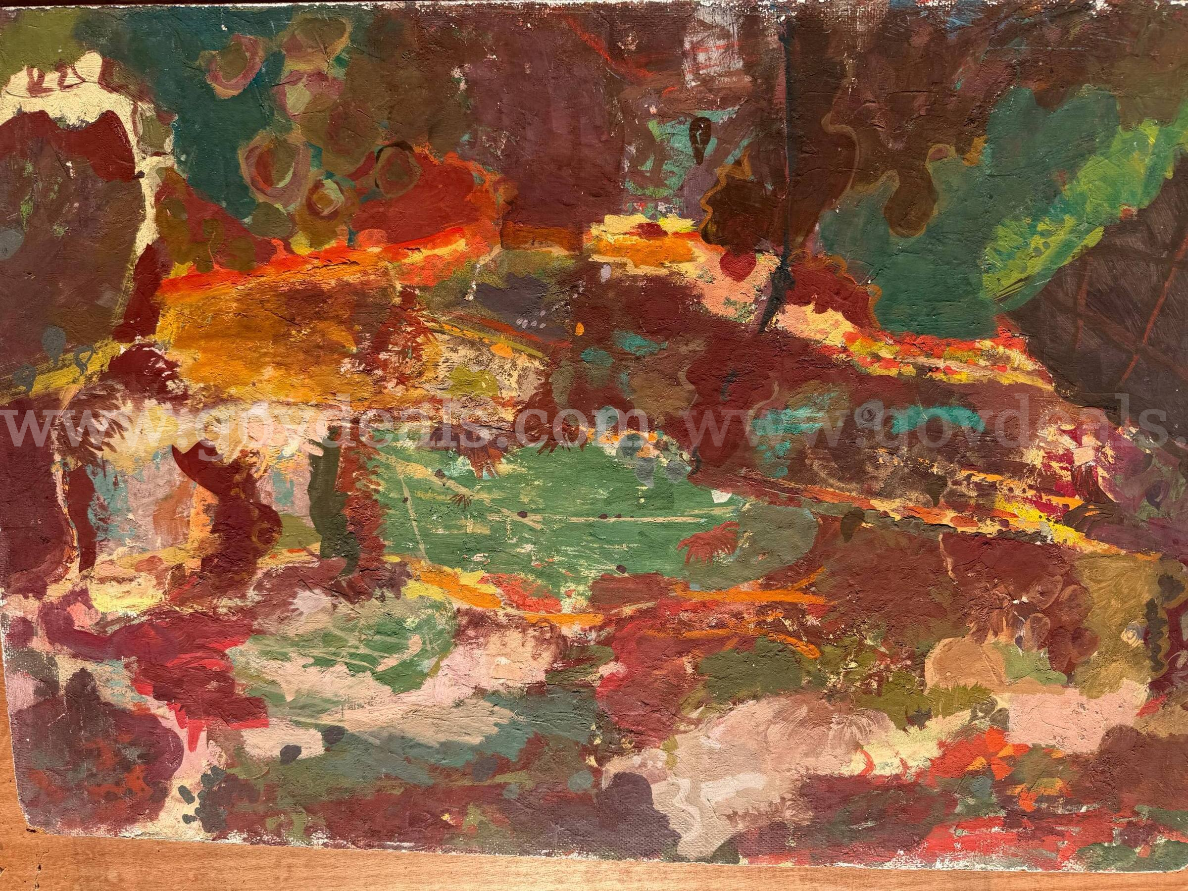 OLD FINE ARTWORK FROM MORRIS SHULMAN (1912-1978) "DARK TIDE POOL"OIL ON HARDBOARD 32"x22" *CAN SHIP*   Government Surplus Auction - Primary Photo