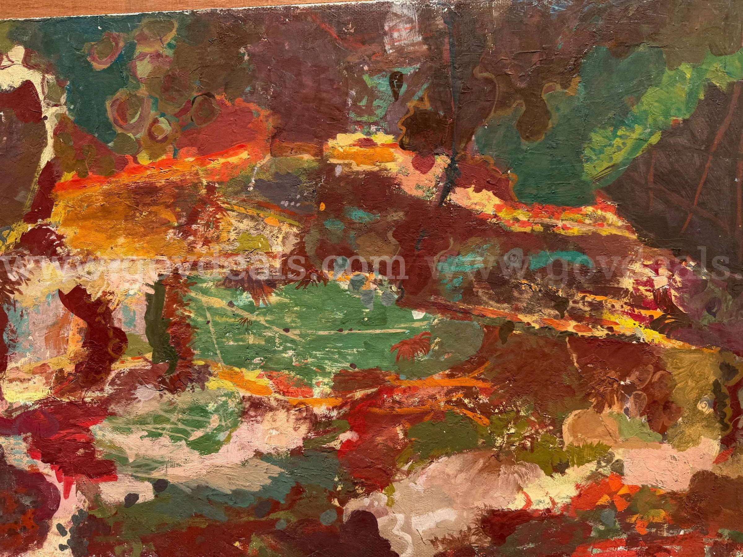 OLD FINE ARTWORK FROM MORRIS SHULMAN (1912-1978) "DARK TIDE POOL"OIL ON HARDBOARD 32"x22" *CAN SHIP*   Government Surplus Auction - Photo #3