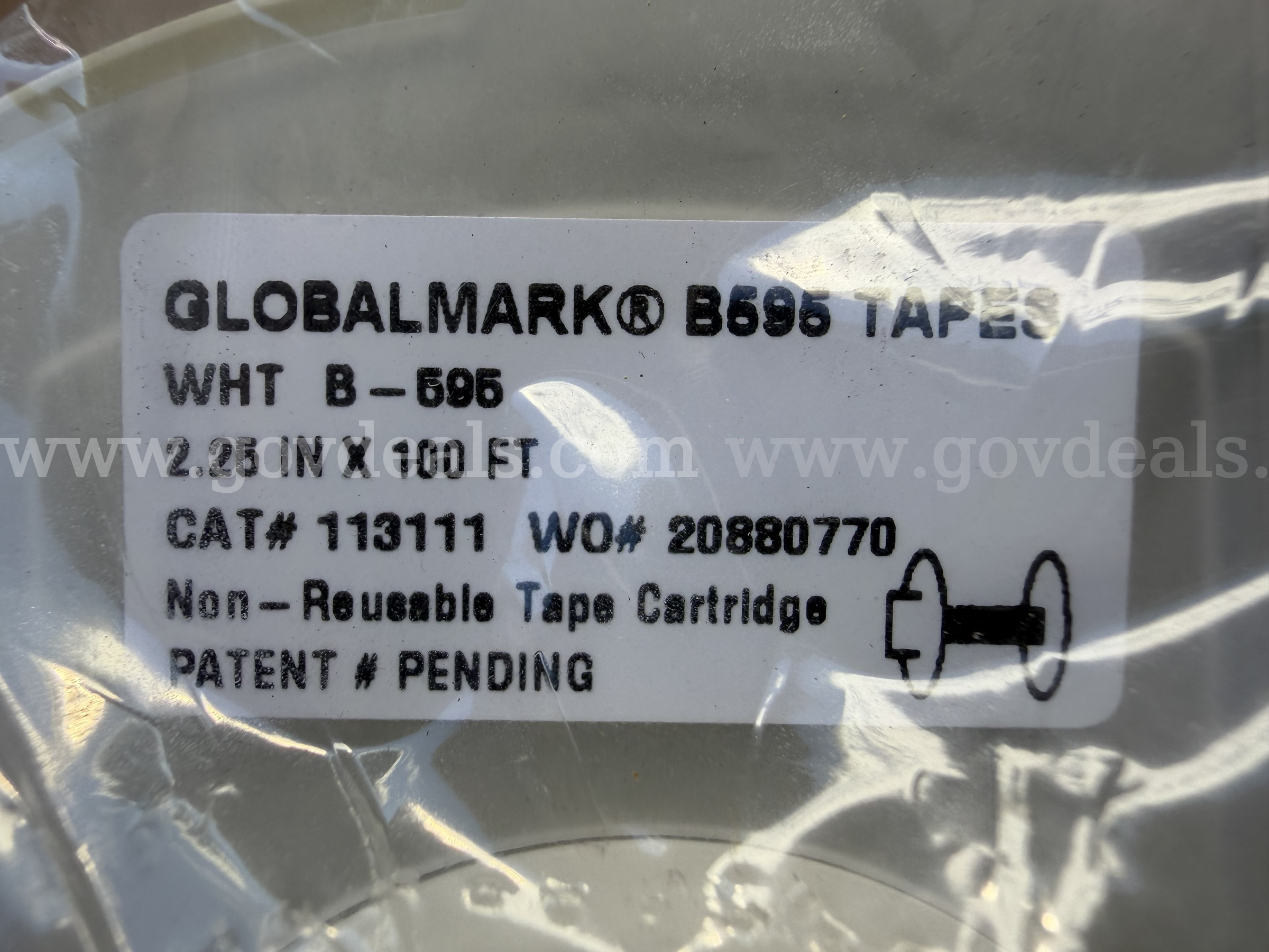 GLOBALMARK B595 TAPE WHT 2.25 IN X 100 FT WHITE CAT #113111 *WILL SHIP* Caterpillar B595 Government Surplus Auction - Photo #4