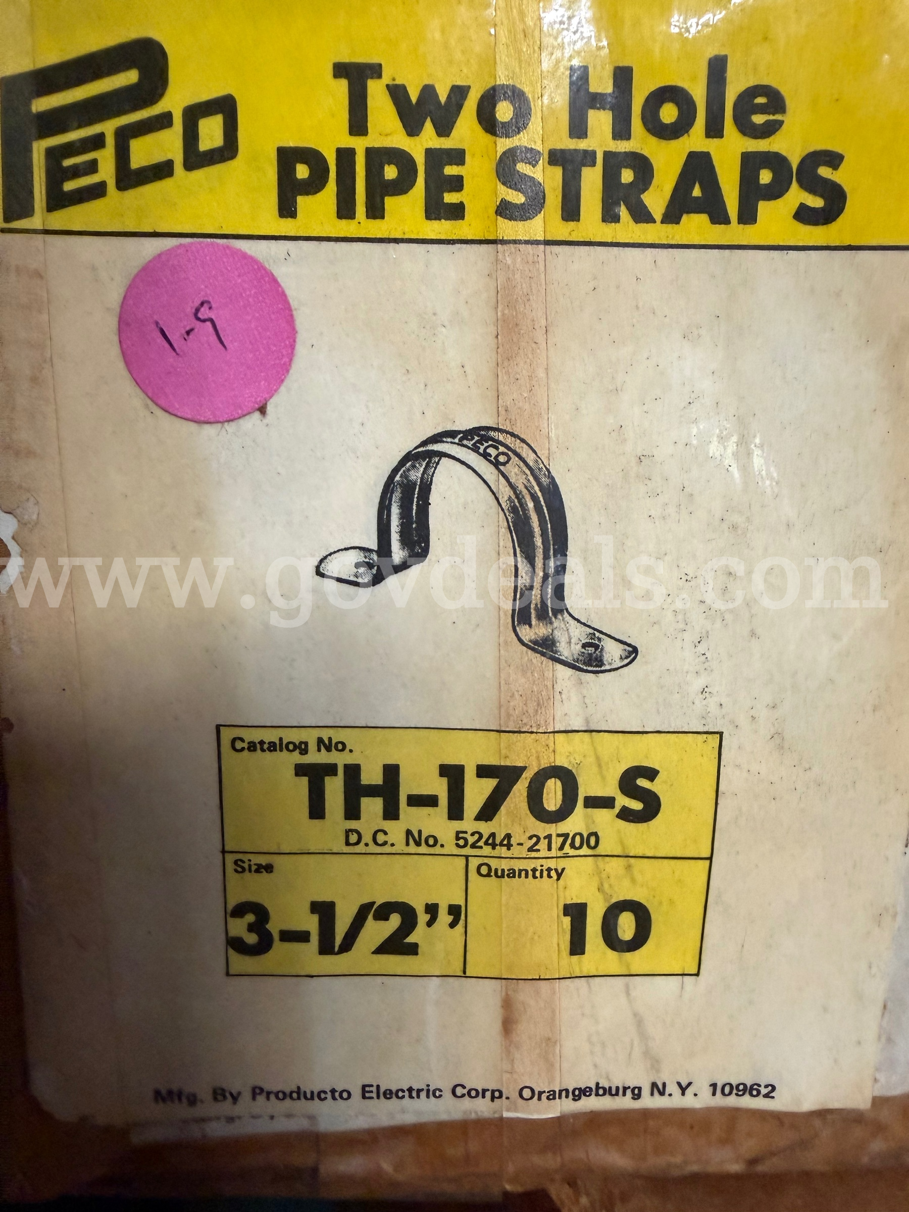 PECO TWO HOLE STEEL PIPE STRAPS TH-170-S 3-1/2" QTY 10 NEW IN BOX *WILL SHIP*