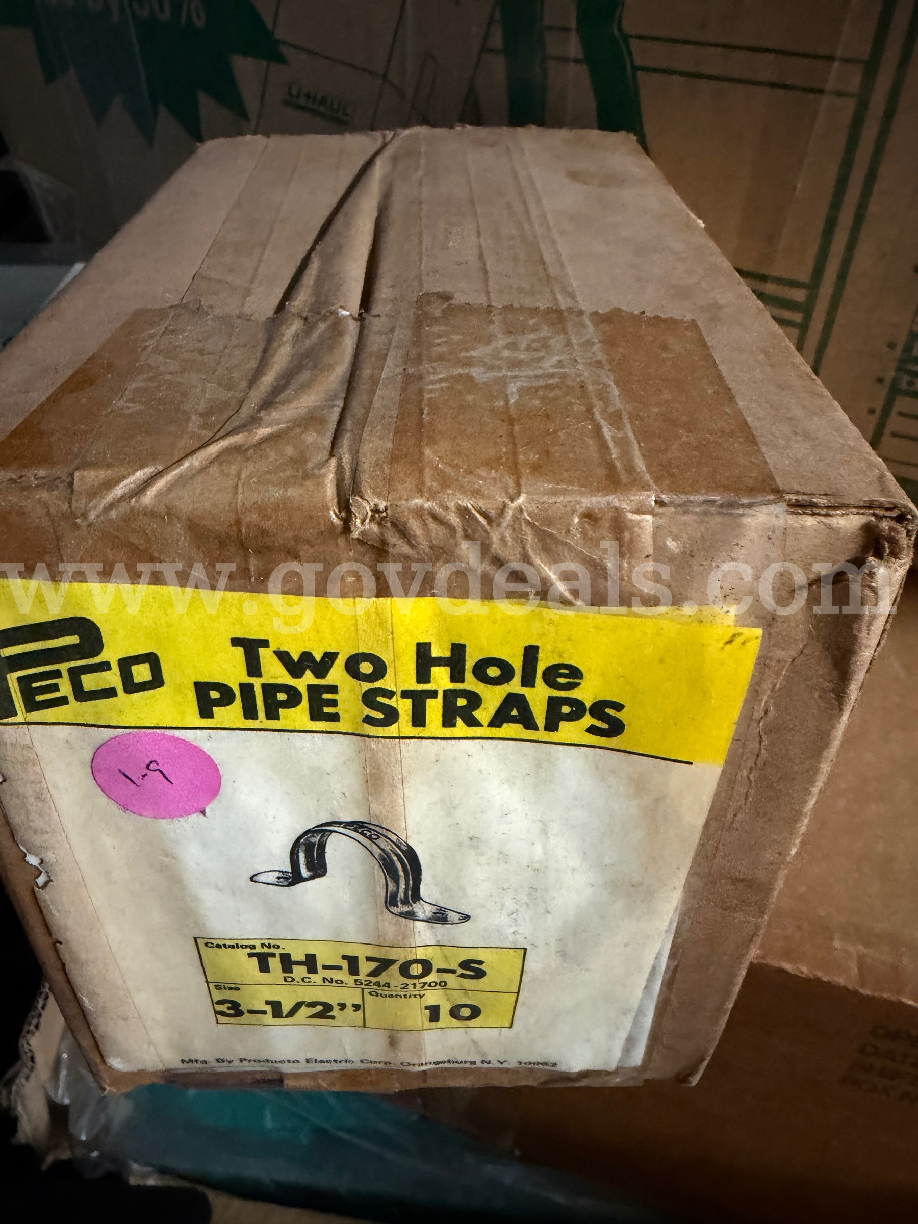 PECO TWO HOLE STEEL PIPE STRAPS TH-170-S 3-1/2" QTY 10 NEW IN BOX *WILL SHIP*  170 Government Surplus Auction - Photo #3
