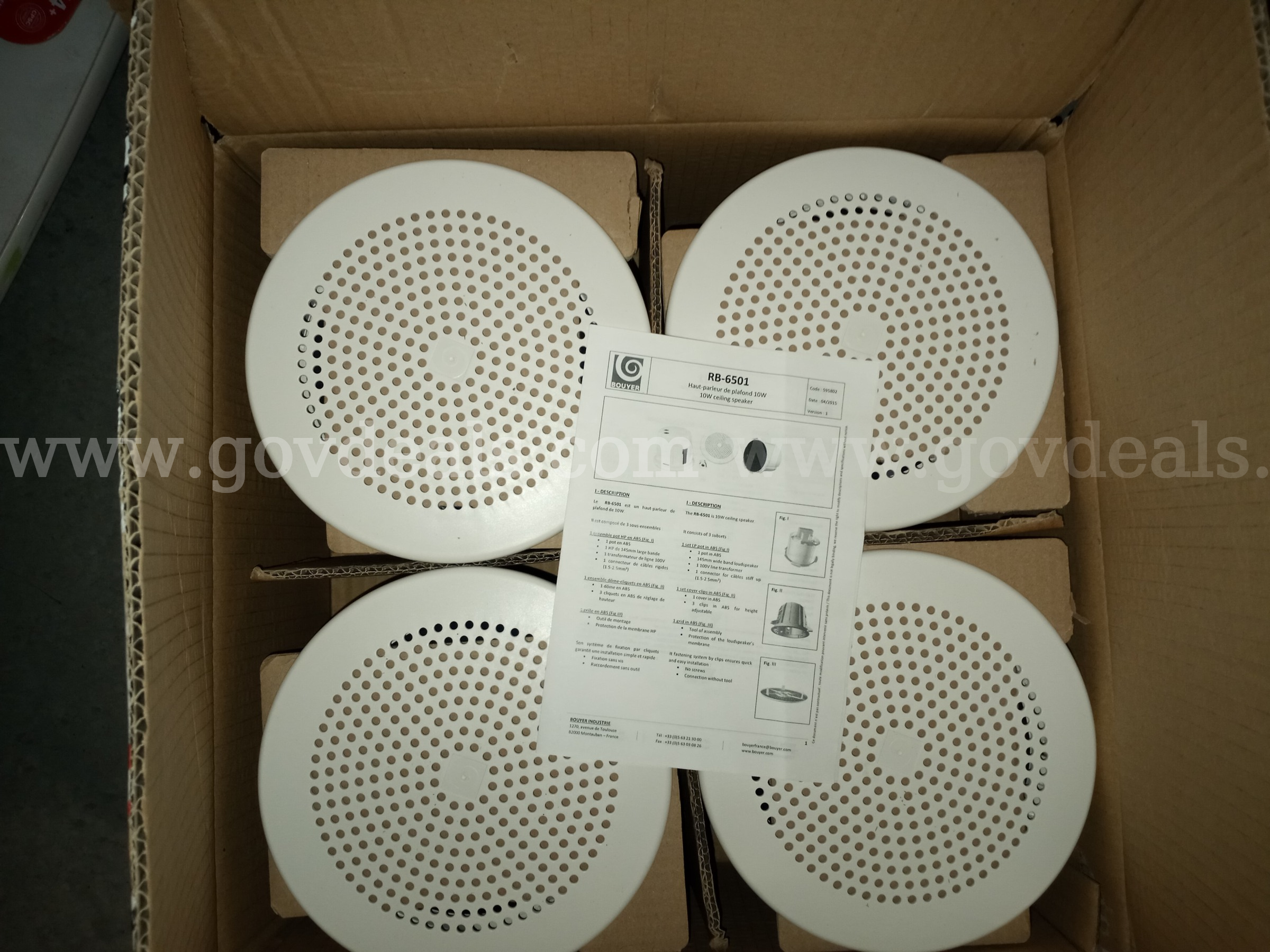 LOT OF 2 Bouyer Design CEILING LOUDSPEAKER 10W ENCLOSURE RB-6501 MADE IN FRANCE *WILL SHIP*
