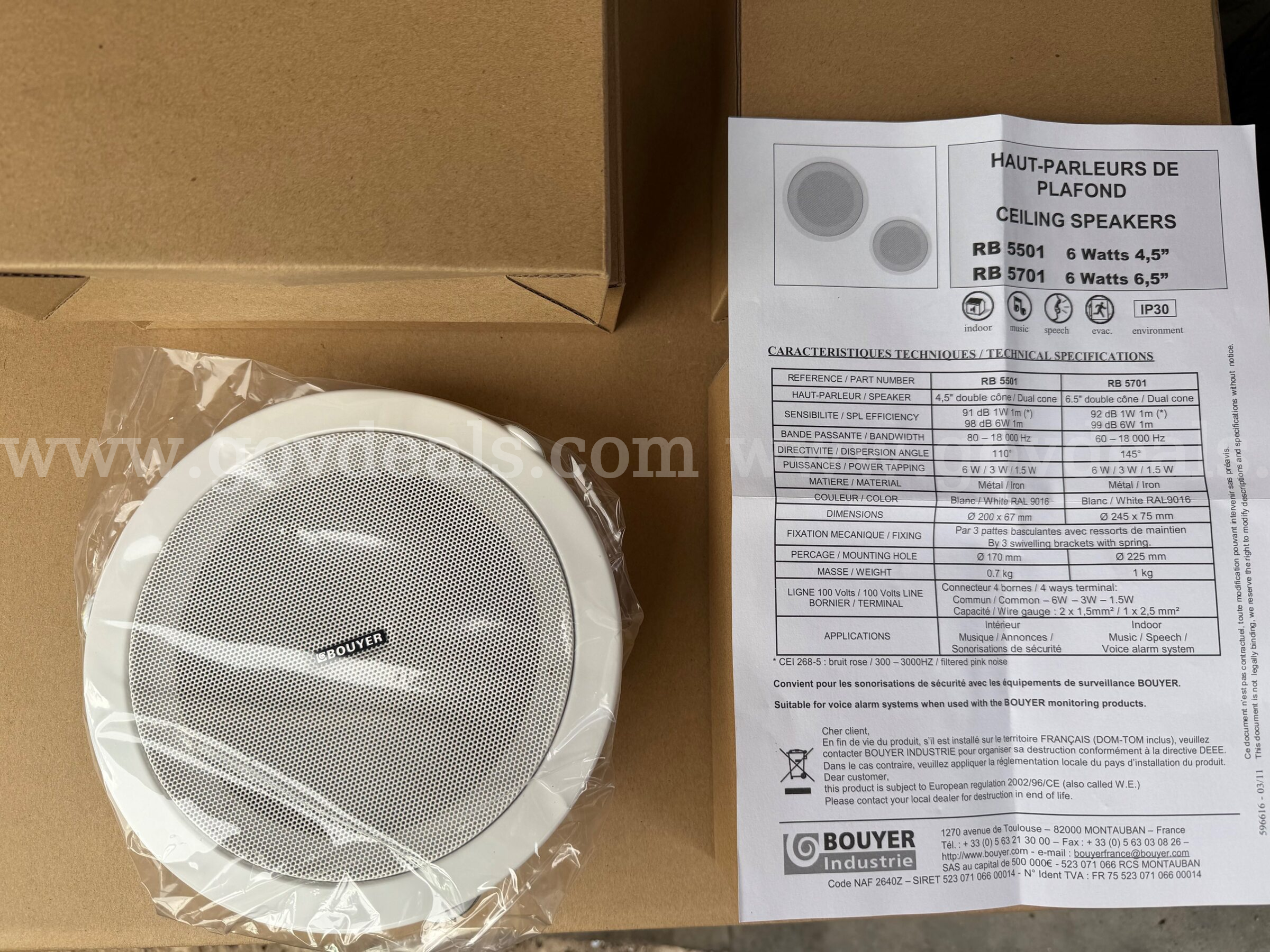 LOT OF 4 Bouyer Design CEILING LOUDSPEAKER 6W ENCLOSURE RB-5501 BRAND NEW *WILL SHIP*  5501 Government Surplus Auction - Photo #2