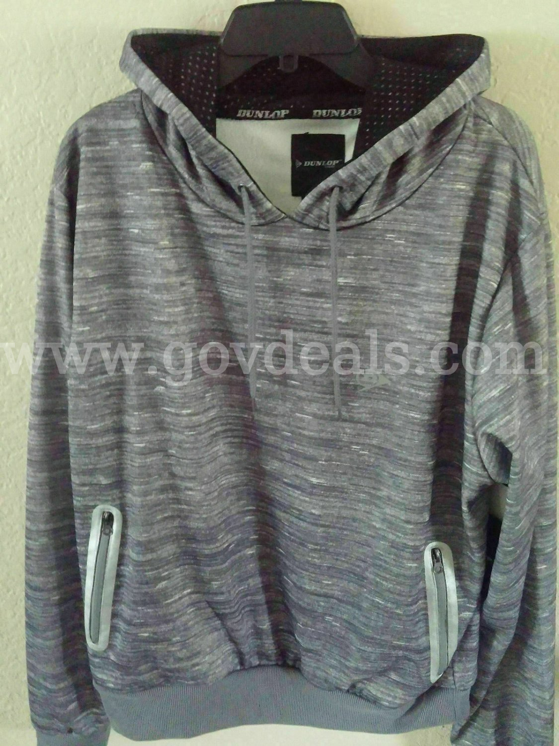 DUNLOP SPORT "Reflective Trim" FLEECE Hoodie GREY COLOR MEN'S SIZE MEDIUM NWT * will ship*   Government Surplus Auction - Primary Photo