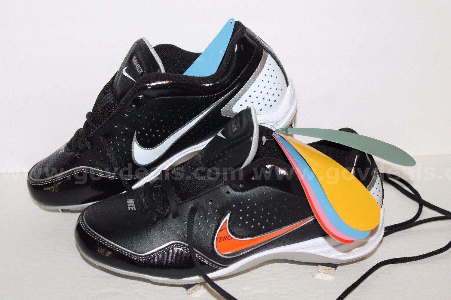 Nike Gamer Conversion Baseball Cleats, #469728-011,Blk/White,Metal SIZE 14 NEW *WILL SHIP*  011 Government Surplus Auction - Photo #2