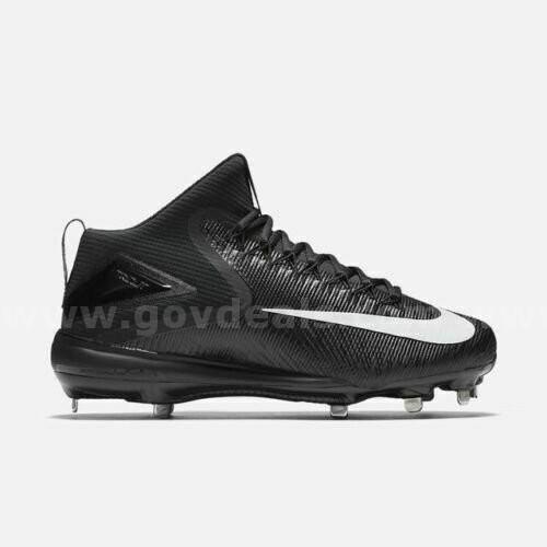 NIKE ZOOM TROUT 3 Mid BLACK Baseball Cleats METAL 856503-011 SIZE 8.5 NIB $140 *WILL SHIP*  011 Government Surplus Auction - Primary Photo