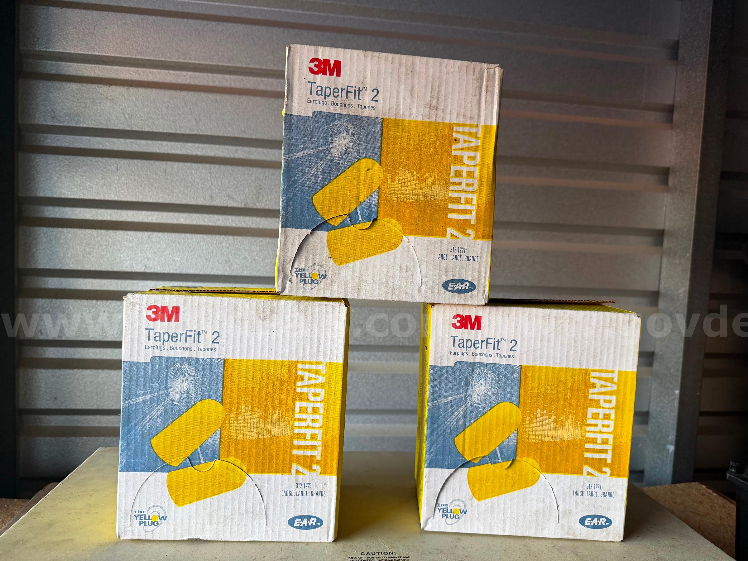 Lot of 3 Box (600 Pairs) 3M E-A-R TaperFit 2 Corded Earplugs 312-1223, Disposable Foam Bullet new in box  *WILL SHIP*  600 Government Surplus Auction - Primary Photo