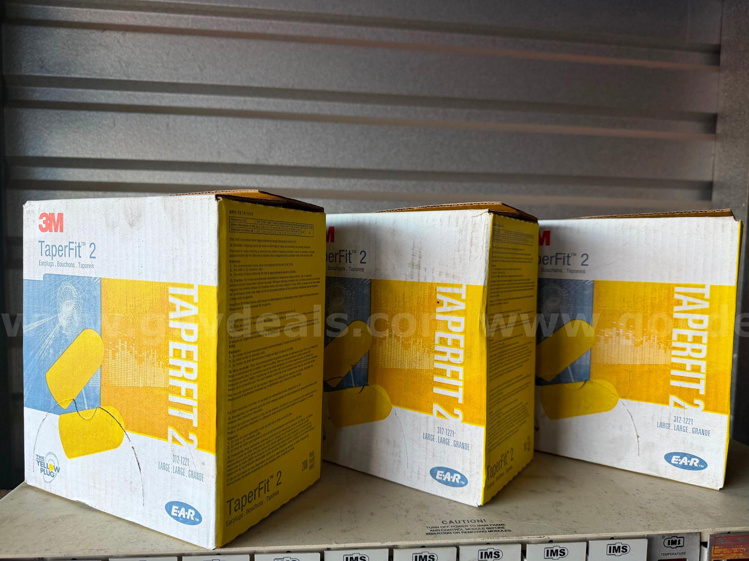 Lot of 3 Box (600 Pairs) 3M E-A-R TaperFit 2 Corded Earplugs 312-1223, Disposable Foam Bullet new in box  *WILL SHIP*  600 Government Surplus Auction - Photo #3