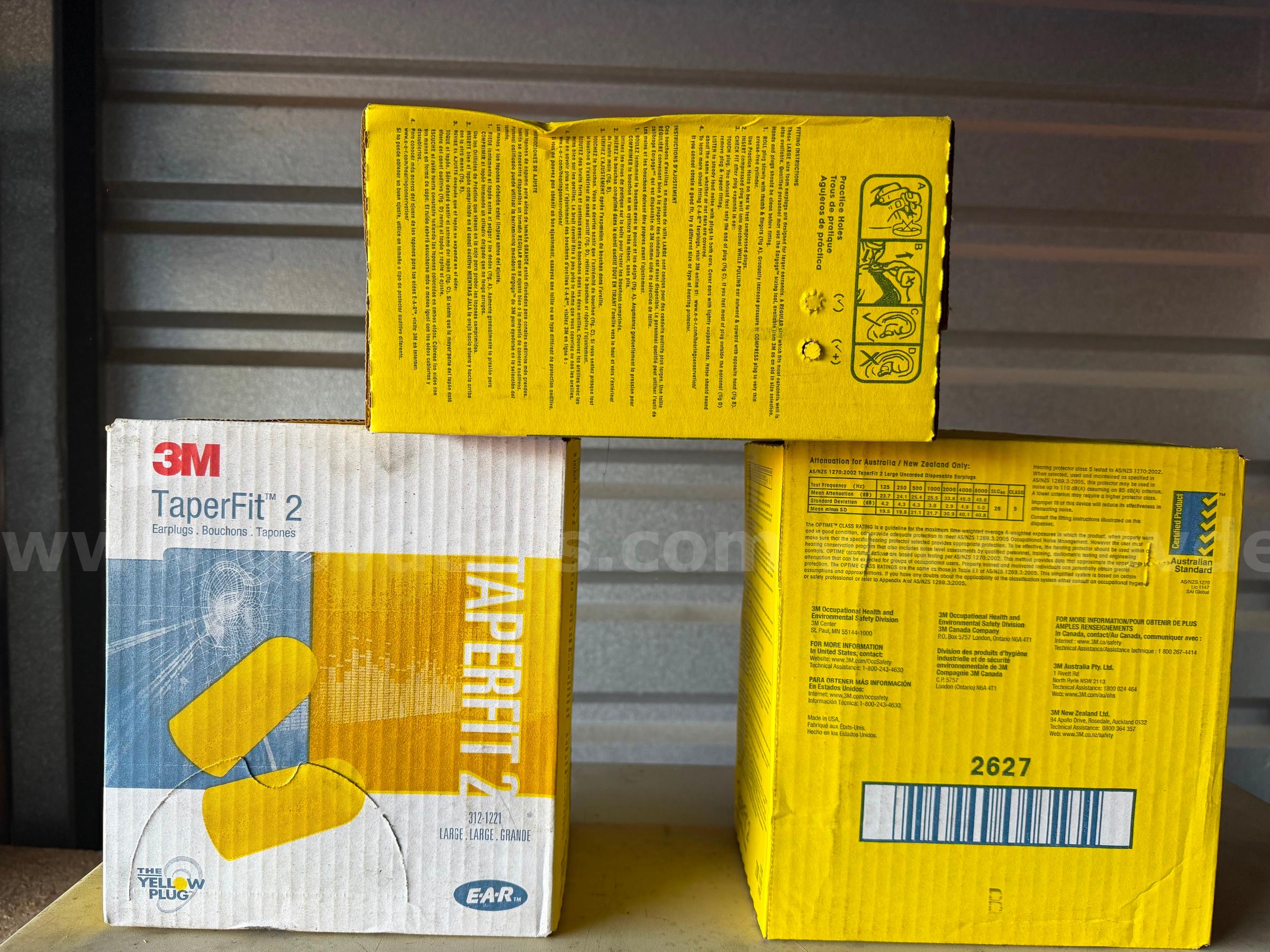 Lot of 3 Box (600 Pairs) 3M E-A-R TaperFit 2 Corded Earplugs 312-1223, Disposable Foam Bullet new in box  *WILL SHIP*  600 Government Surplus Auction - Photo #5