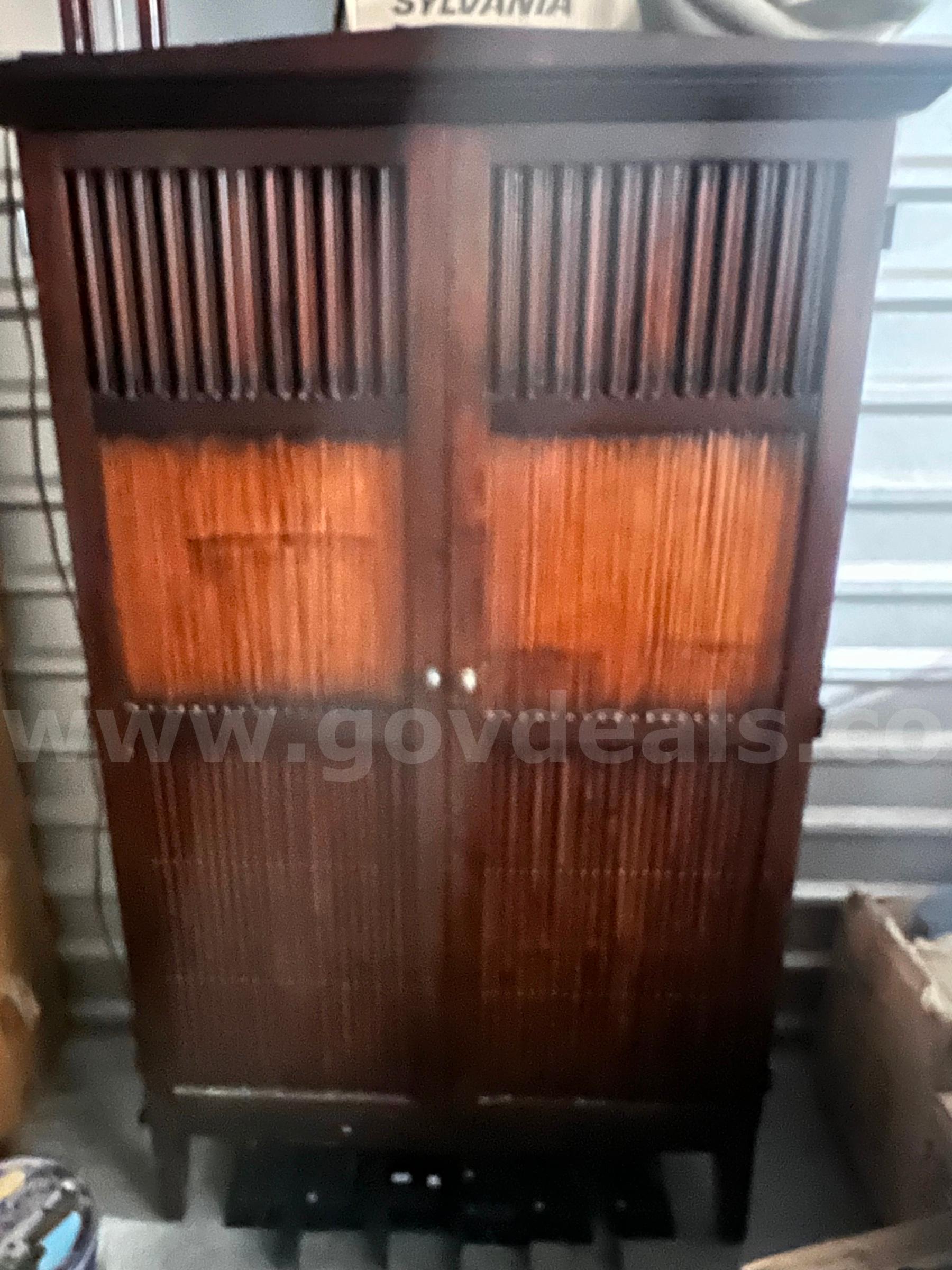 Large dresser with doors and shelf’s 6’x4’Color burgundy   Government Surplus Auction - Photo #2