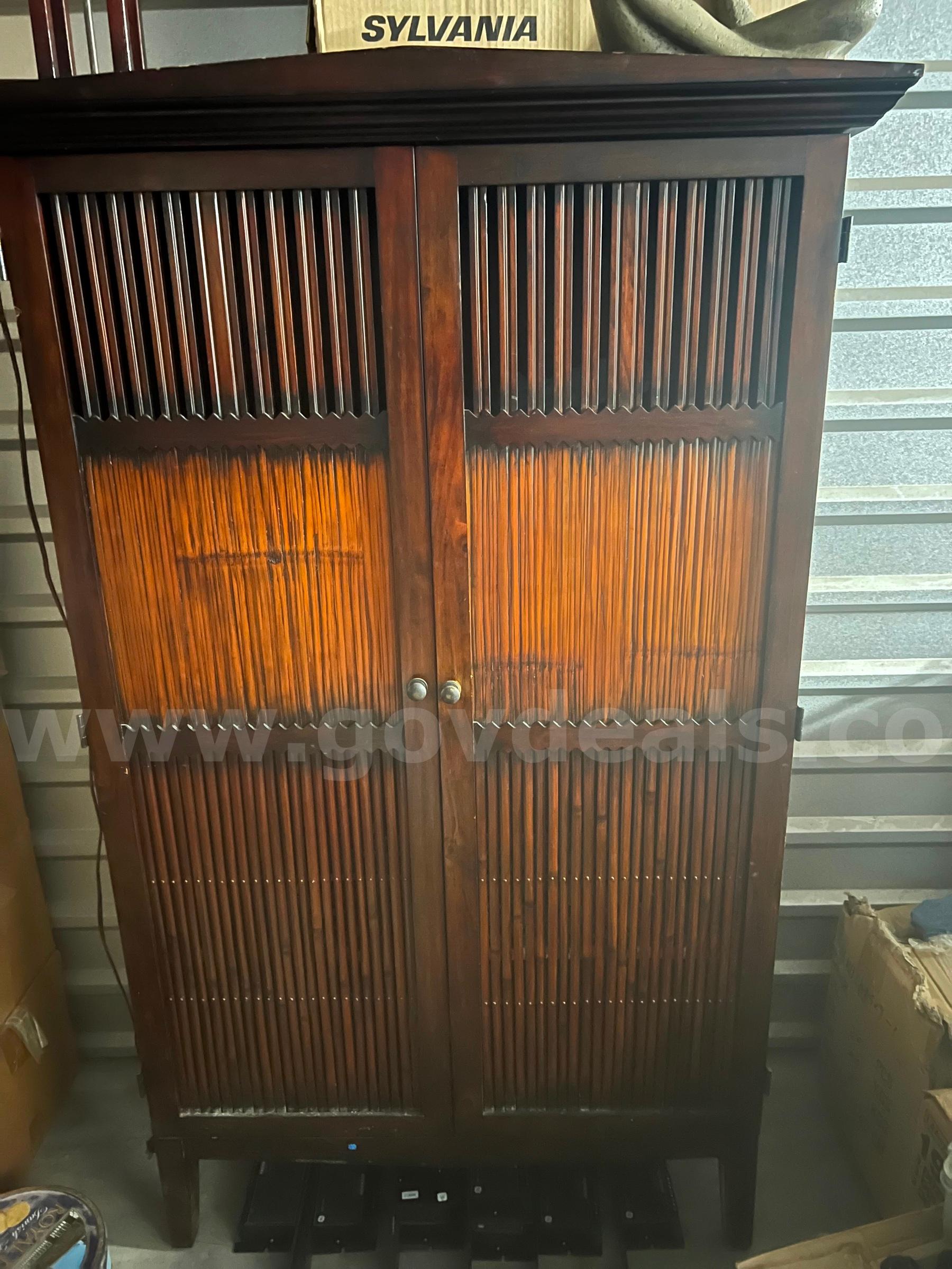 Large dresser with doors and shelf’s 6’x4’Color burgundy   Government Surplus Auction - Photo #3