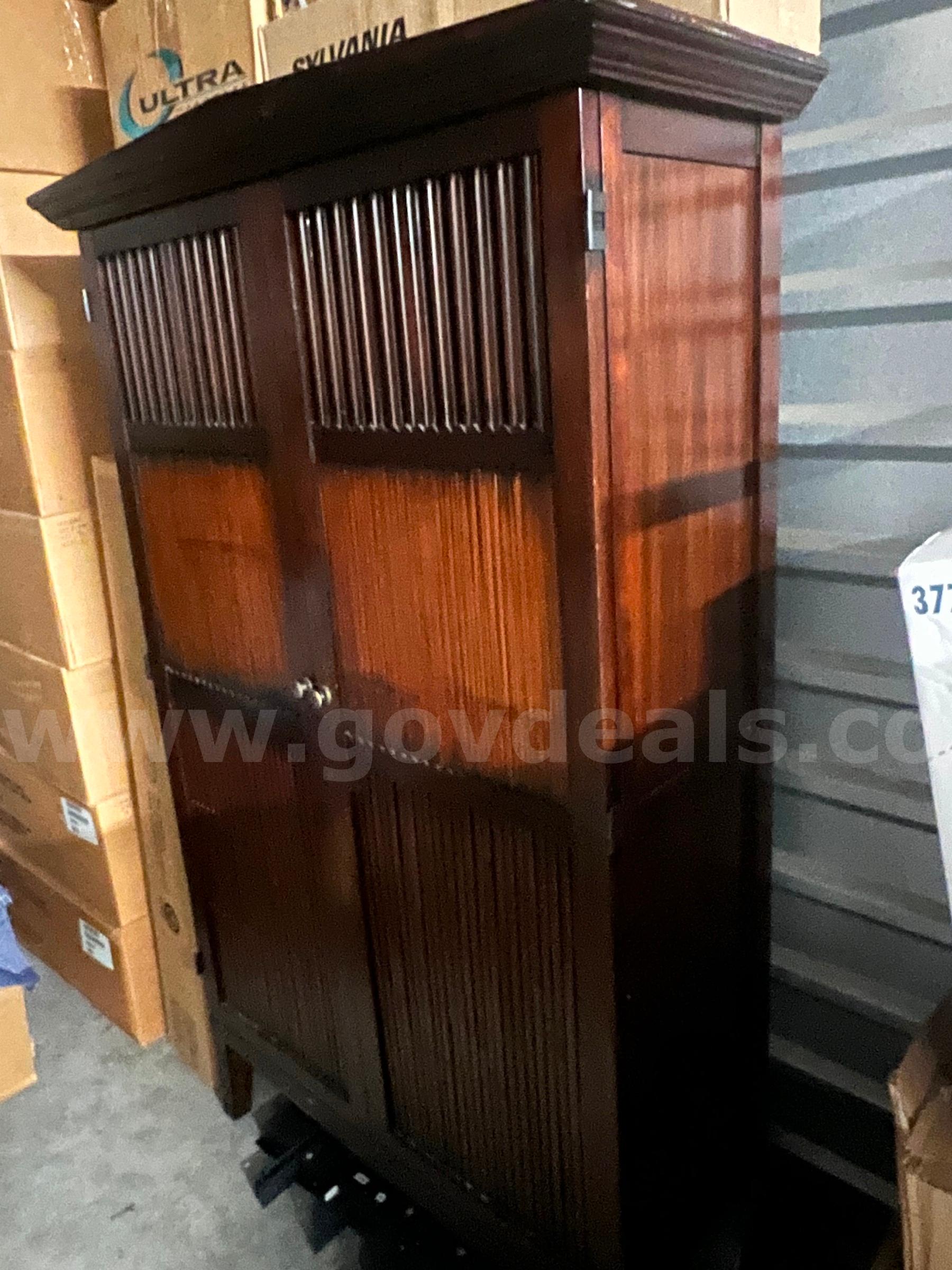 Large dresser with doors and shelf’s 6’x4’Color burgundy   Government Surplus Auction - Photo #4