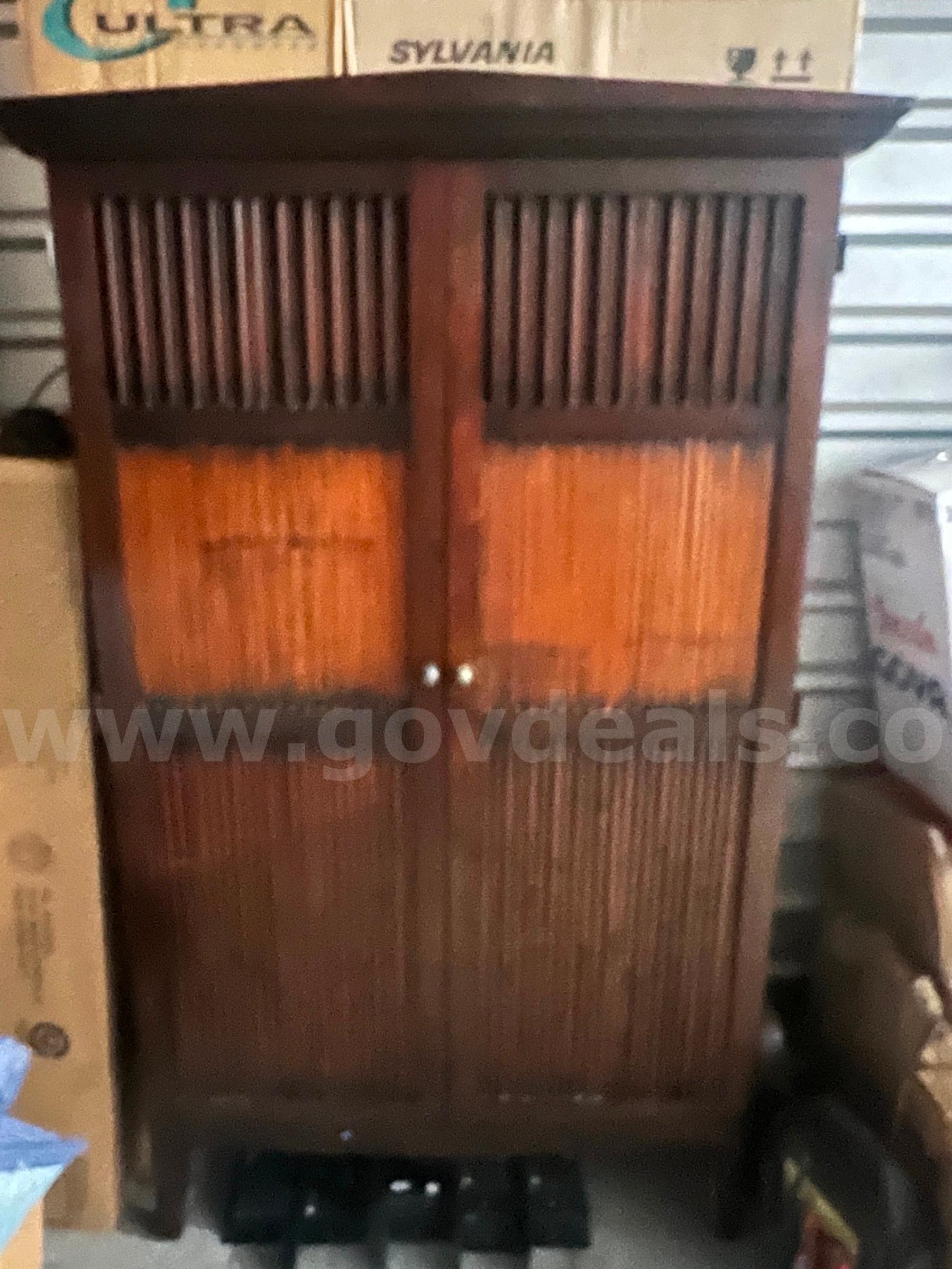 Large dresser with doors and shelf’s 6’x4’Color burgundy   Government Surplus Auction - Photo #6