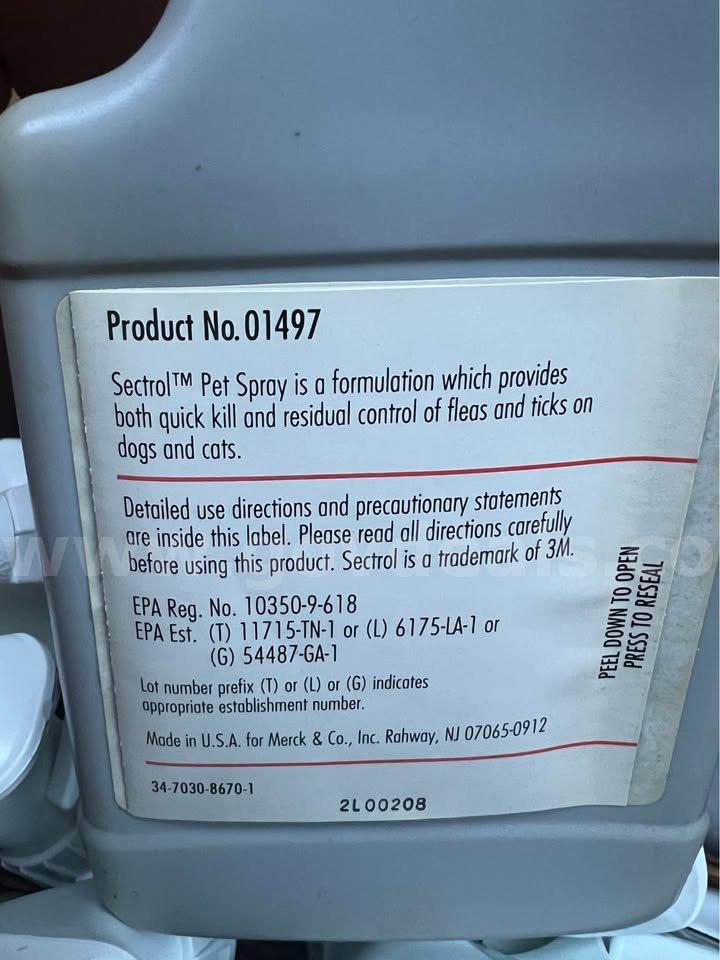 LOT OF 12 PCS 3M Sectrol Pet Spray 15 oz. use on both dogs and cats for fleas & ticks NEW IN BOX *CAN SHIP*   Government Surplus Auction - Photo #3
