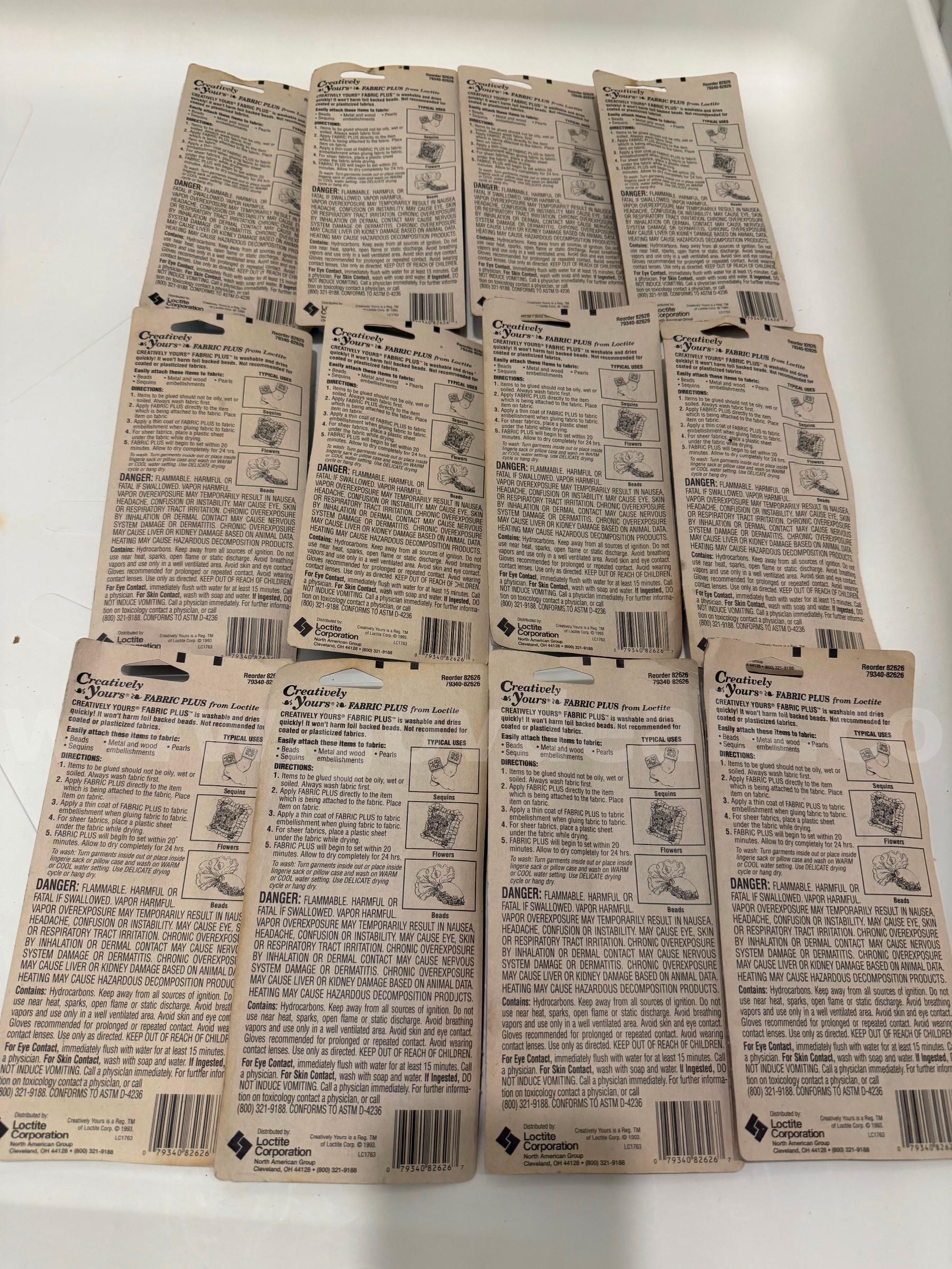 Lot of 12 LOCTITE GLUE Fabric Plus Creatively Yours FROM LOCTITE 1.5 fl.oz 44.3ml MADE IN USA,NEW *WILL SHIP*   Government Surplus Auction - Photo #2