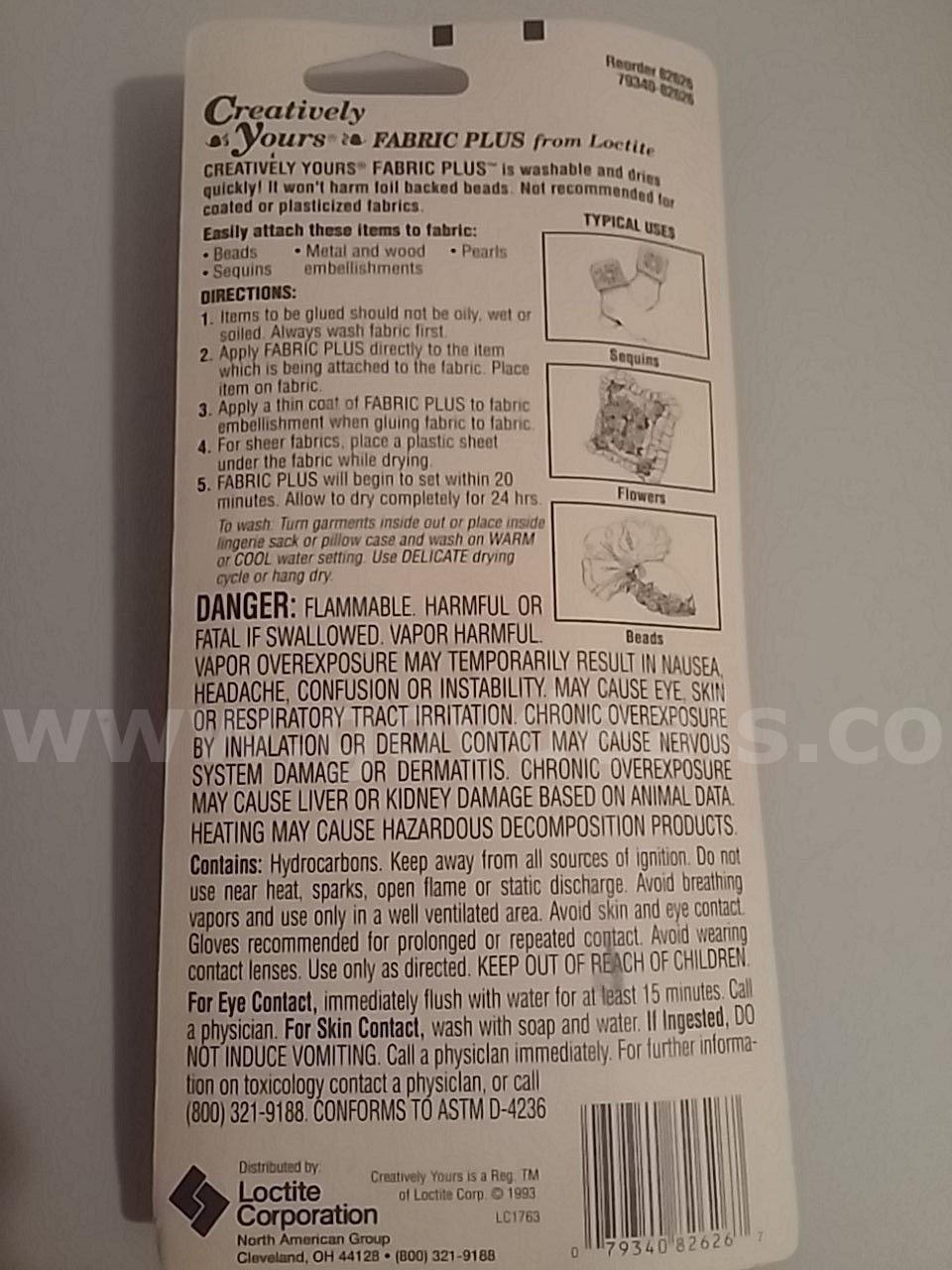 Lot of 12 LOCTITE GLUE Fabric Plus Creatively Yours FROM LOCTITE 1.5 fl.oz 44.3ml MADE IN USA,NEW *WILL SHIP*   Government Surplus Auction - Photo #6