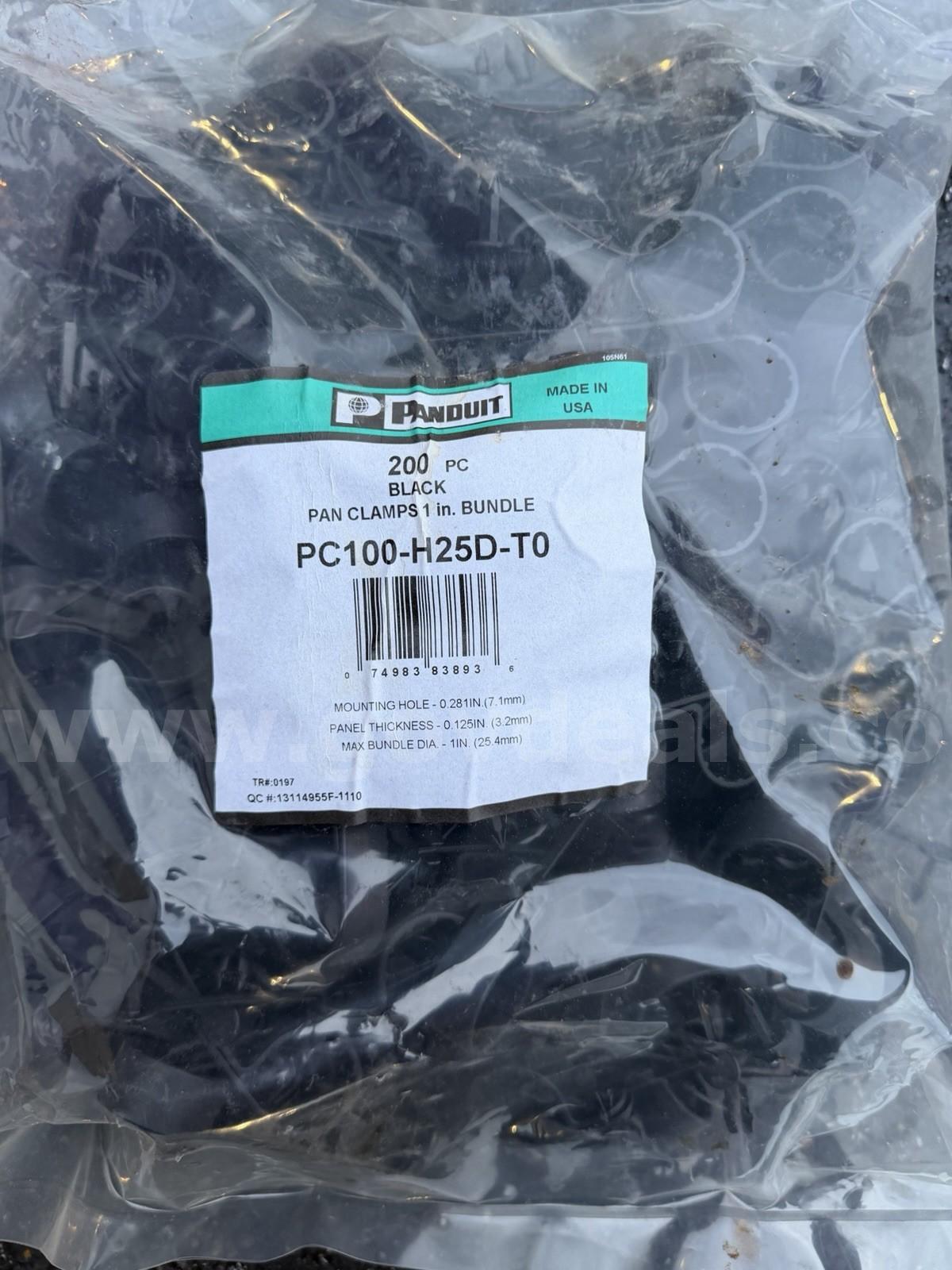 Panduit PC100-H25D-T0 Pan Clamps 1” Bundle Bag of 200 Sealed (1 BAG)/New *WILL SHIP*  PC100 Government Surplus Auction - Primary Photo
