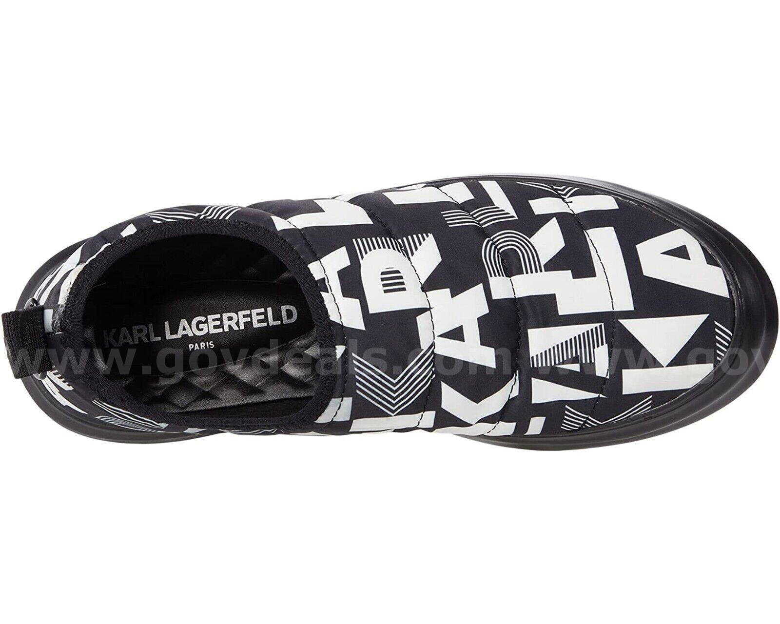 RARE/KARL LAGERFELD QUILTED LOGO SLIPPER BLACK WHITE MEN SNEAKERS SIZE 10M NEW*WILL SHIP*   Government Surplus Auction - Photo #3