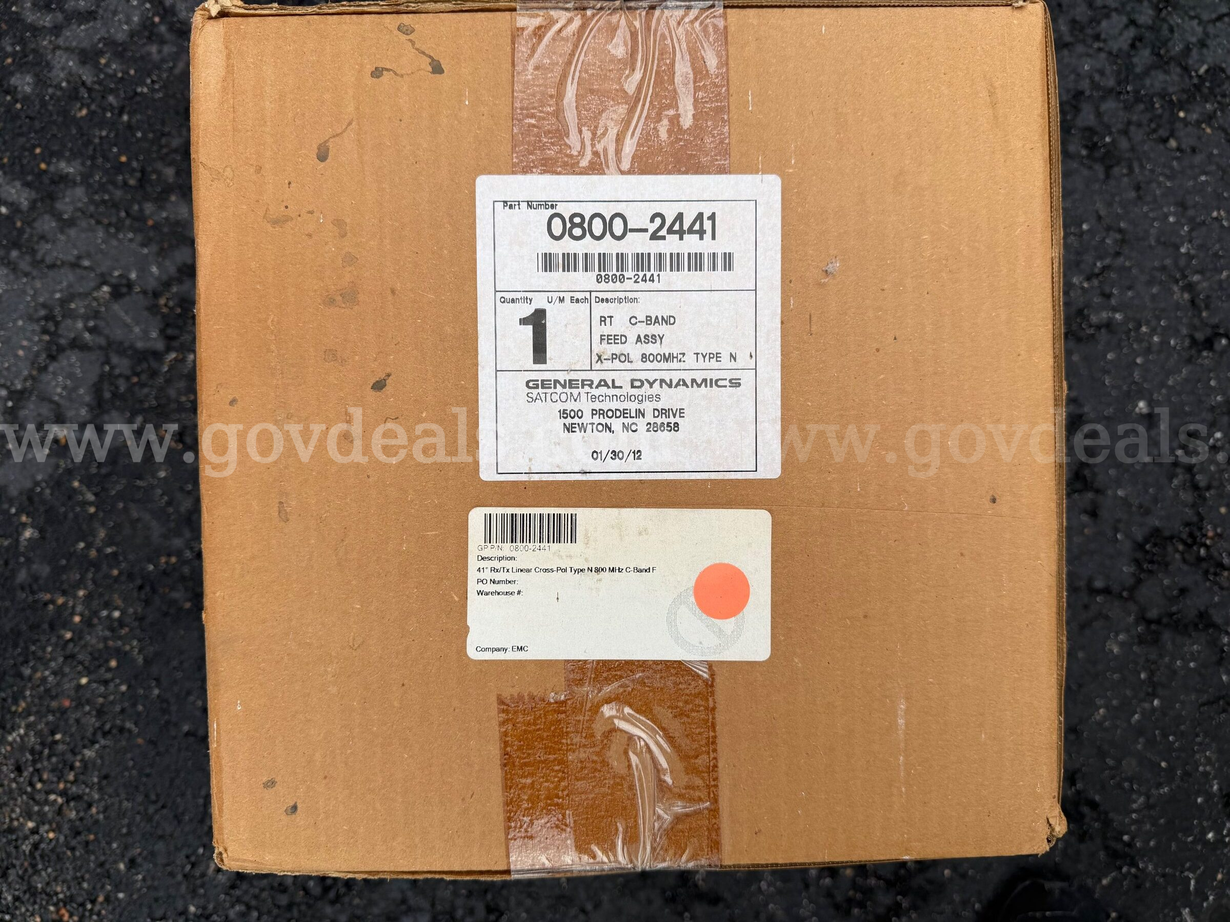 PRODELIN GENERAL DYNAMICS SATCOM TECHNOLOGIES RT C-BAND FEED ASSY X-POL 800 MHZ TYPE N 0800-2441 *WILL SHIP*  800 Government Surplus Auction - Photo #3