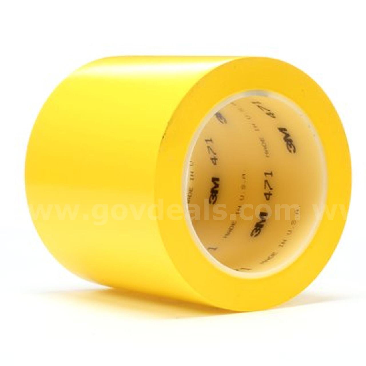 3M™ COMMERCIAL Industrial PACK Vinyl Tape 471, Yellow, 4" in x 36 yd, 5.2 mil  471 Government Surplus Auction - Primary Photo