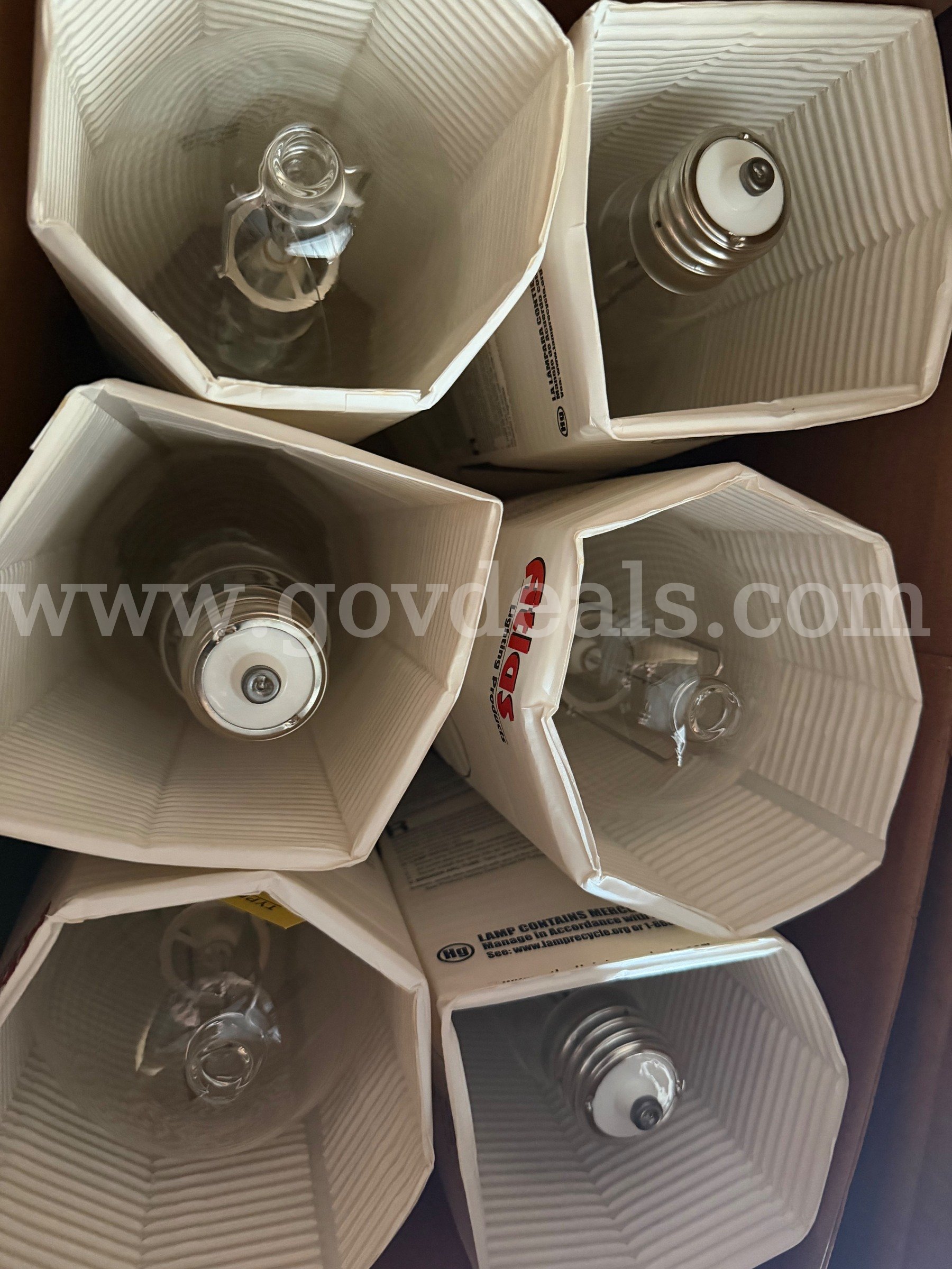 CASE OF 6 COMMERCIAL "ATLAS" HID LAMPS LIGHTNING PRODUCTS 320W PULSE START LAMP MP320/BU/PS  *WILL SHIP* Case 320W Government Surplus Auction - Photo #4