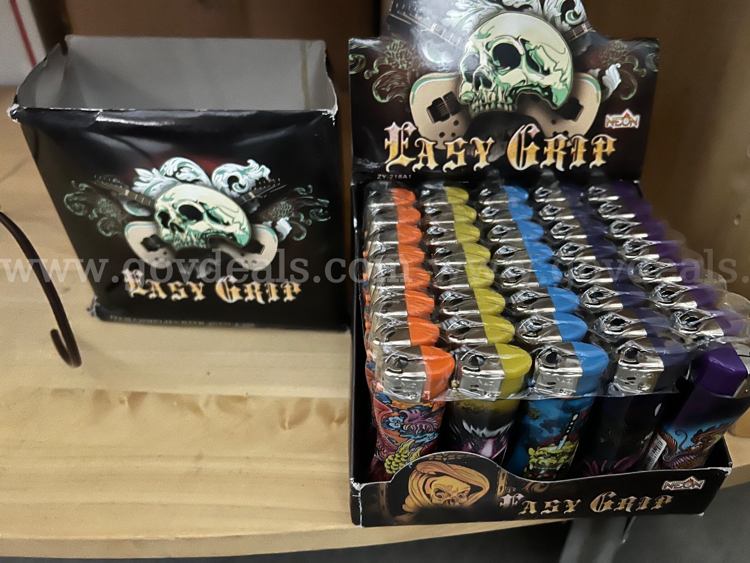 BOX OF 40 REUSABLE NEON GAS LIGHTERS EASY GRIP Lighter -Tattoo Classic FULL SIZE Large,NEW  *WILL SHIP*   Government Surplus Auction - Primary Photo