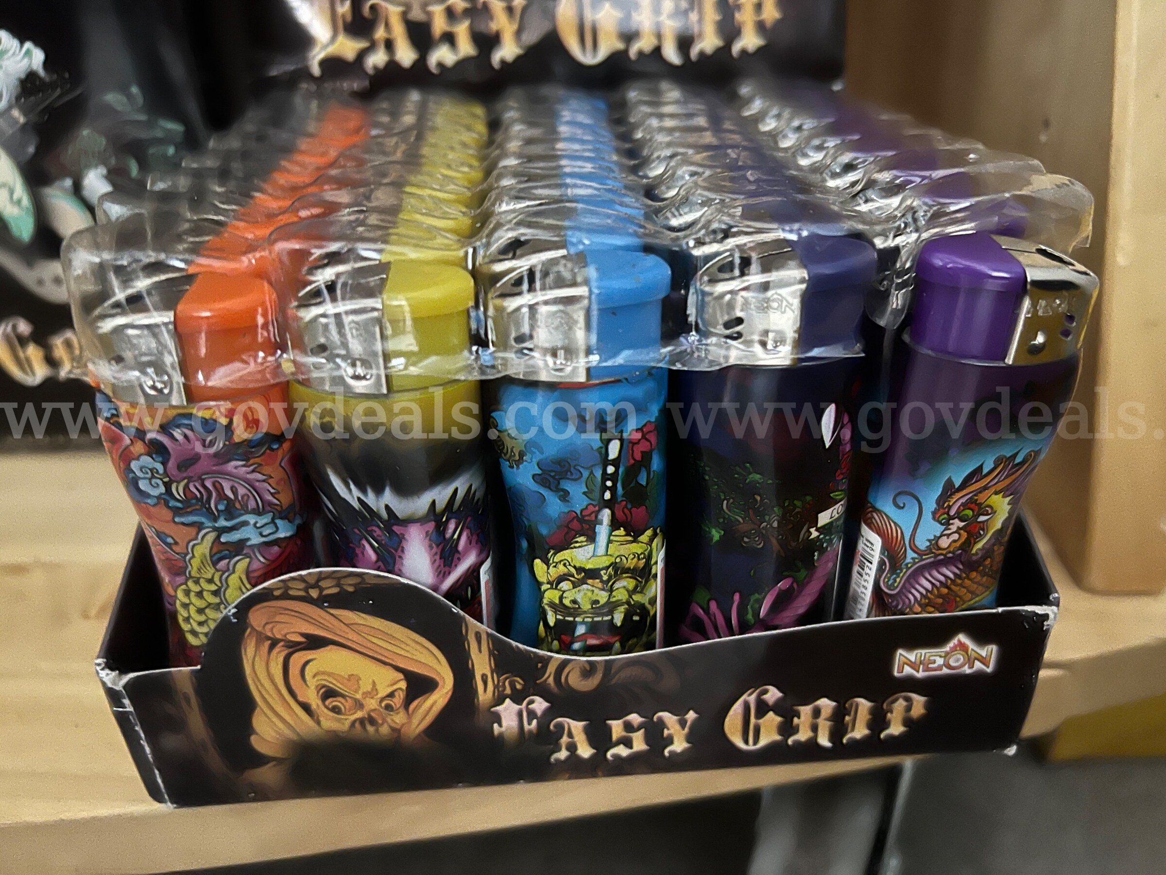 BOX OF 40 REUSABLE NEON GAS LIGHTERS EASY GRIP Lighter -Tattoo Classic FULL SIZE Large,NEW  *WILL SHIP*   Government Surplus Auction - Photo #3