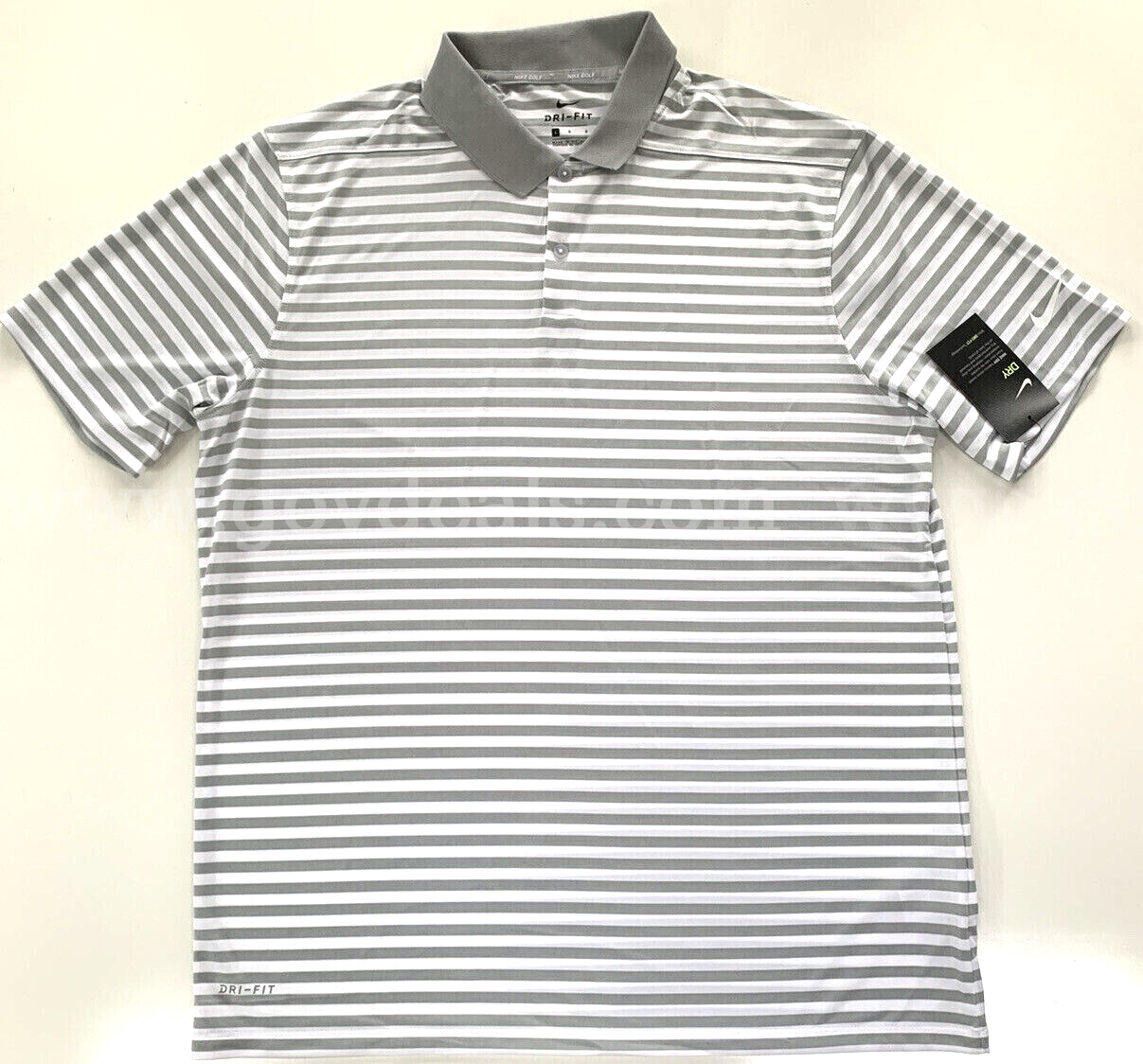 Nike Golf Men's Victory Stripe Polo 2.0 Golf Shirt GM1032 Wolf Gray White NWT *WILL SHIP*   Government Surplus Auction - Primary Photo