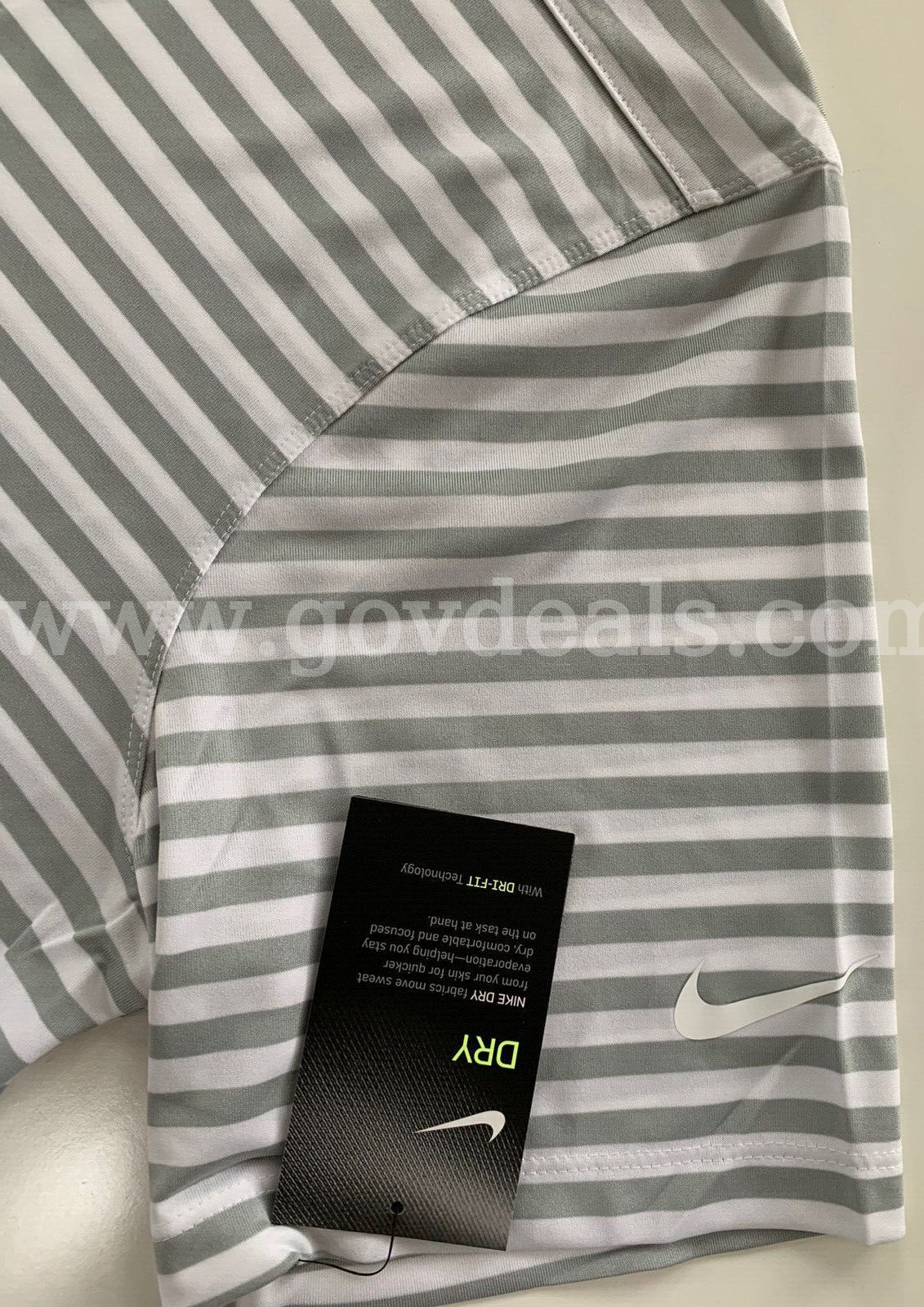 Nike Golf Men's Victory Stripe Polo 2.0 Golf Shirt GM1032 Wolf Gray White NWT *WILL SHIP*   Government Surplus Auction - Photo #5