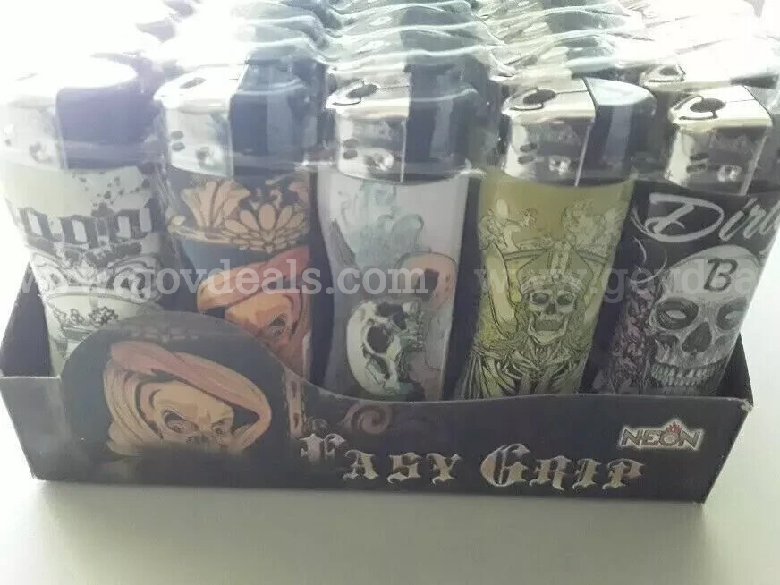 "Lot Of" 40 NEW REUSABLE NEON GAS LIGHTERS EASY GRIP Lighter -Tattoo Classic FULL SIZE Large *CAN SHIP*   Government Surplus Auction - Photo #6