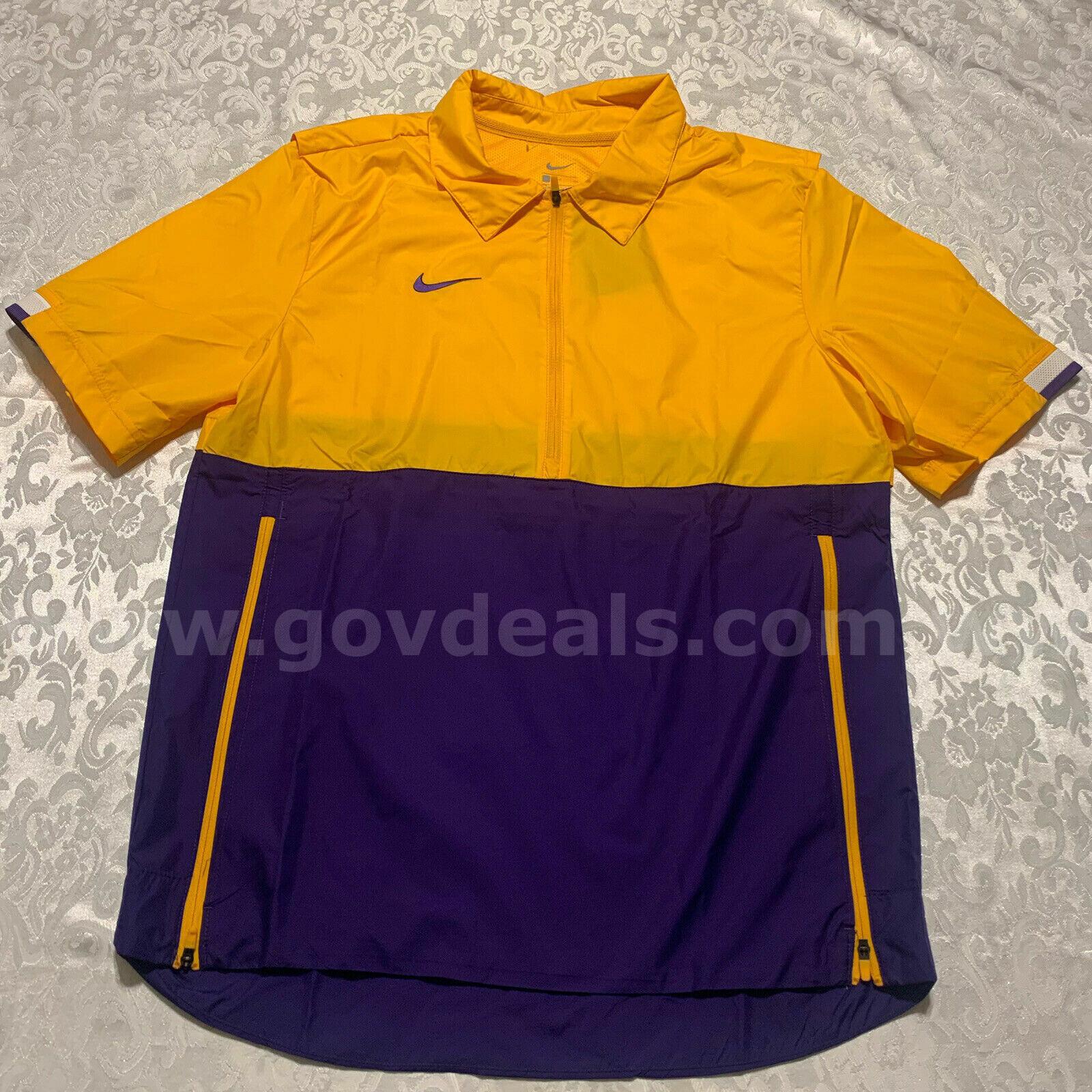 Nike CI4479-715 1/2 Zip Lightweight FOOTBALL Wind Jacket Men's SIZE SMALL GOLD/PURPLE NWT $65 *WILL SHIP*   Government Surplus Auction - Photo #3