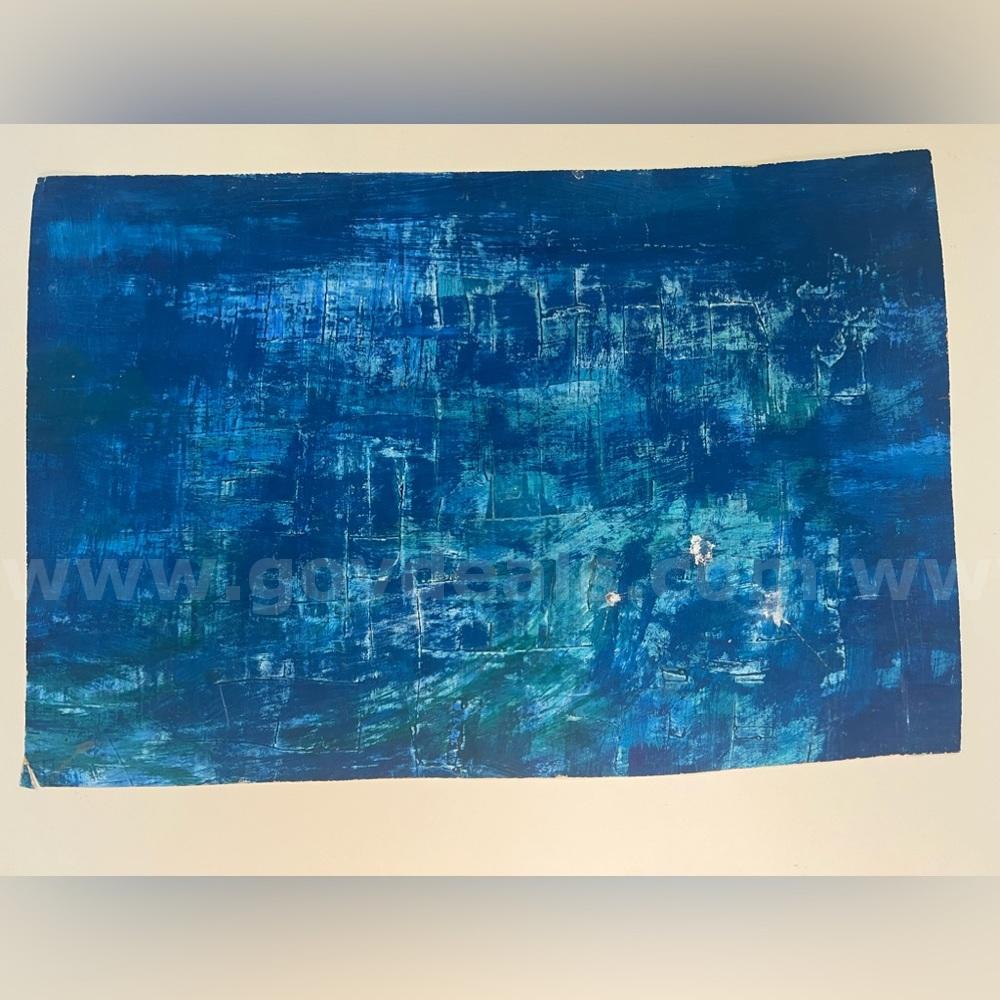 MORRIS SHULMAN (1912-1978)UNSIGNED BLUE ART CASE IN WATERCOLOR ON PAPER,22"x 15" *CAN SHIP* Case  Government Surplus Auction - Photo #2