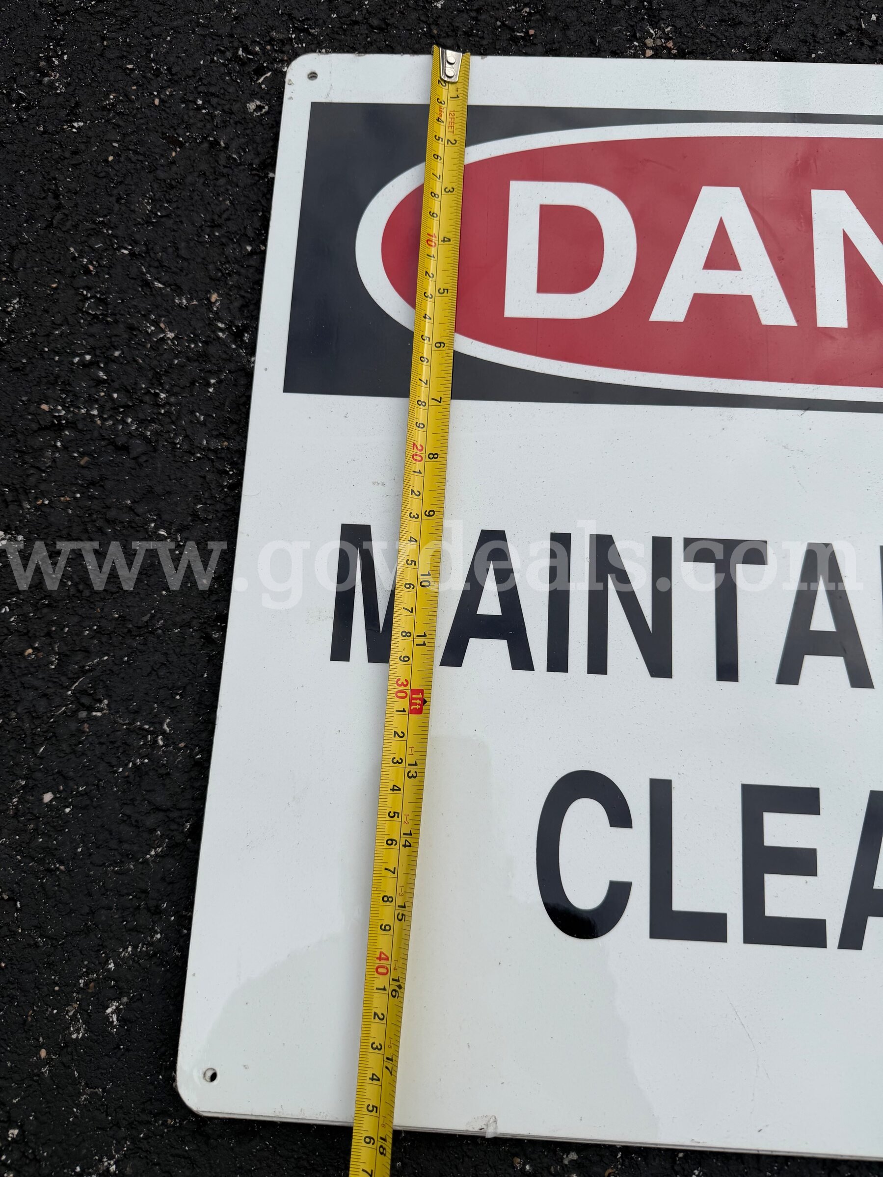 DANGER MAINTAIN 20 FOOT CLEARANCE Sign big size 24" x 18" made from metal/aluminum *WILL SHIP*   Government Surplus Auction - Photo #3