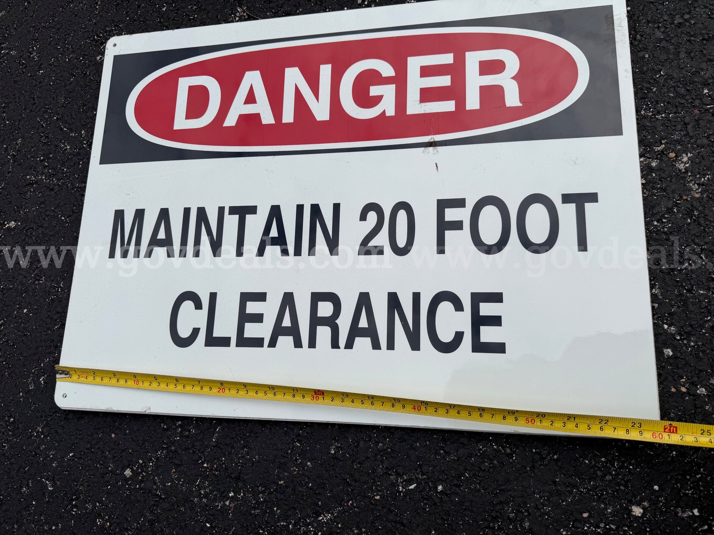 DANGER MAINTAIN 20 FOOT CLEARANCE Sign big size 24" x 18" made from metal/aluminum *WILL SHIP*   Government Surplus Auction - Photo #4
