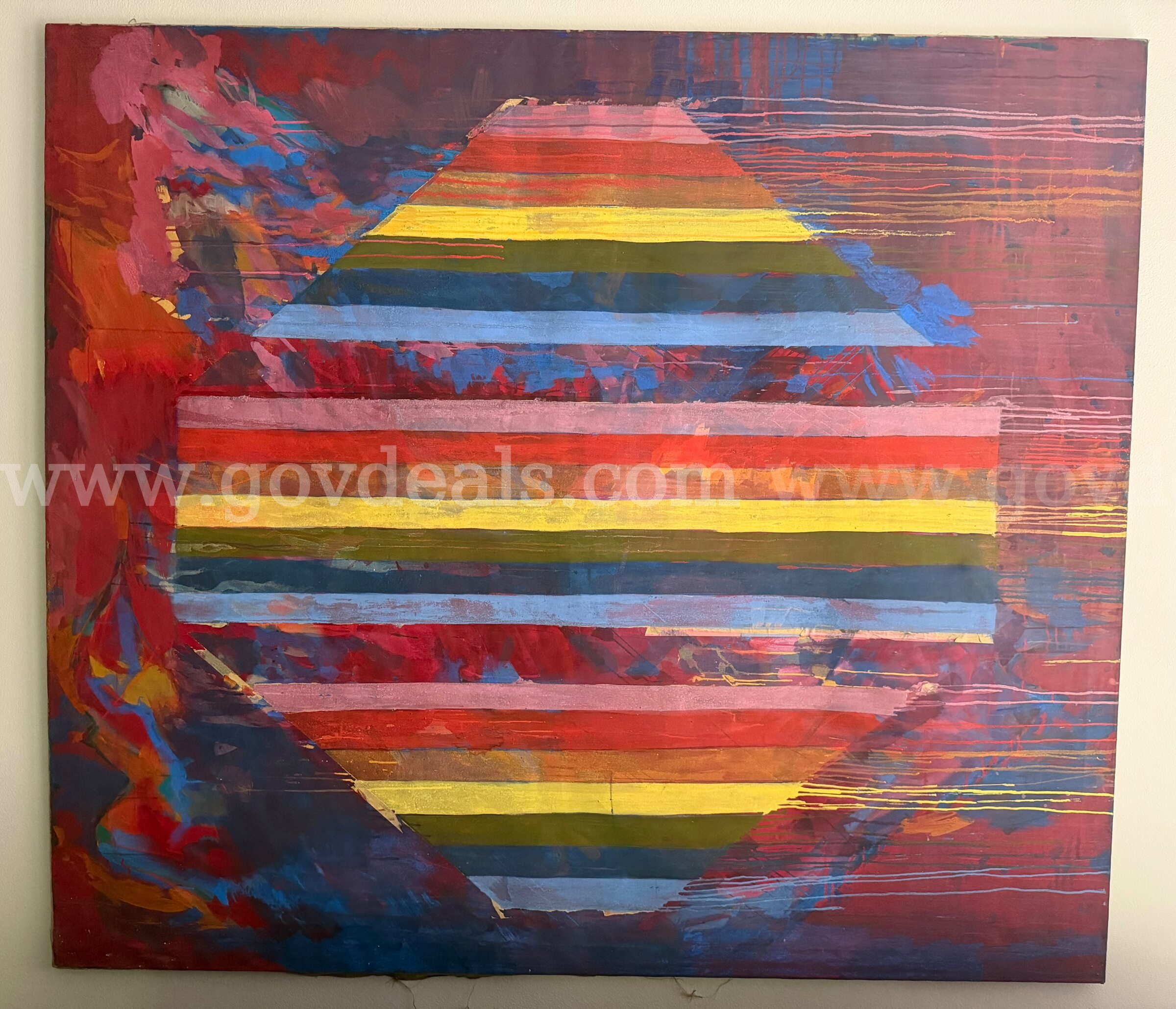 OLD FINE ARTWORK FROM MORRIS SHULMAN (1912-1978) OIL ON CANVAS SIZE 81"x 71" *CAN SHIP*   Government Surplus Auction - Primary Photo