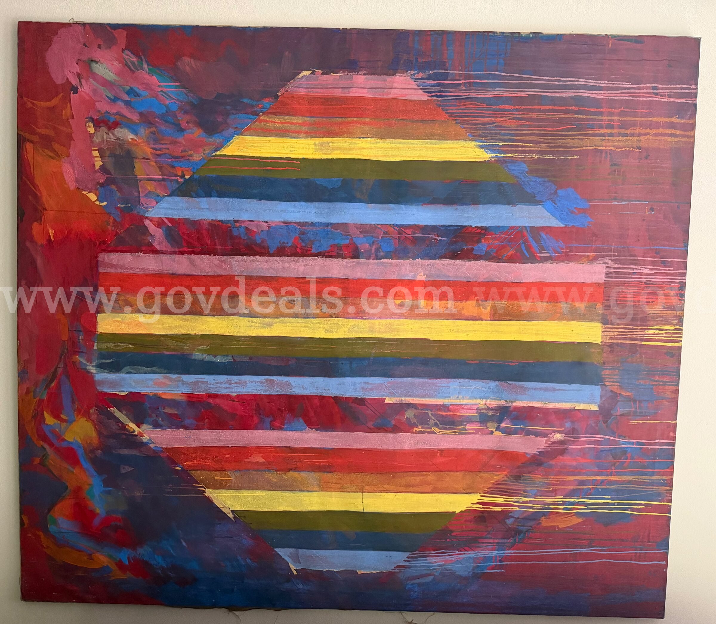 OLD FINE ARTWORK FROM MORRIS SHULMAN (1912-1978) OIL ON CANVAS SIZE 81"x 71" *CAN SHIP*   Government Surplus Auction - Photo #2