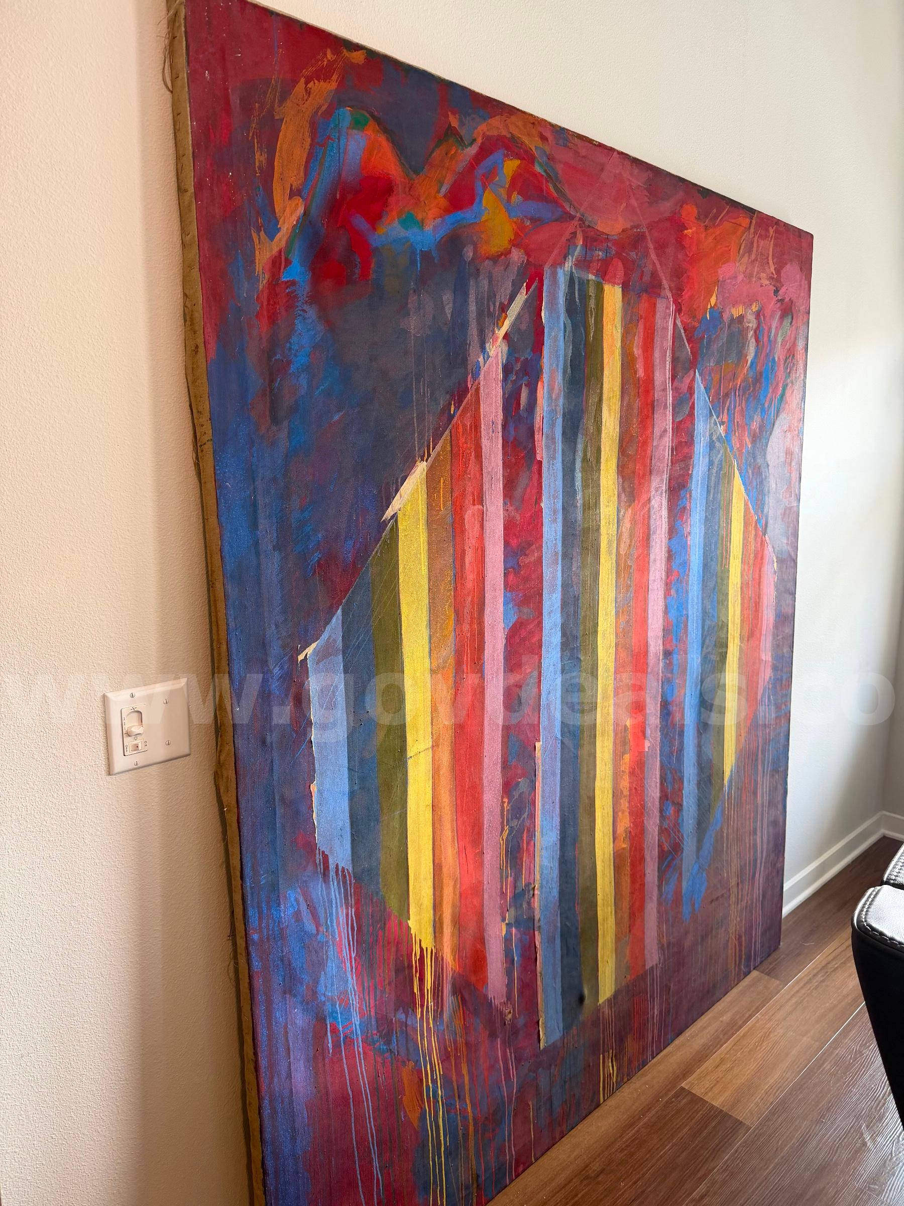 OLD FINE ARTWORK FROM MORRIS SHULMAN (1912-1978) OIL ON CANVAS SIZE 81"x 71" *CAN SHIP*   Government Surplus Auction - Photo #4