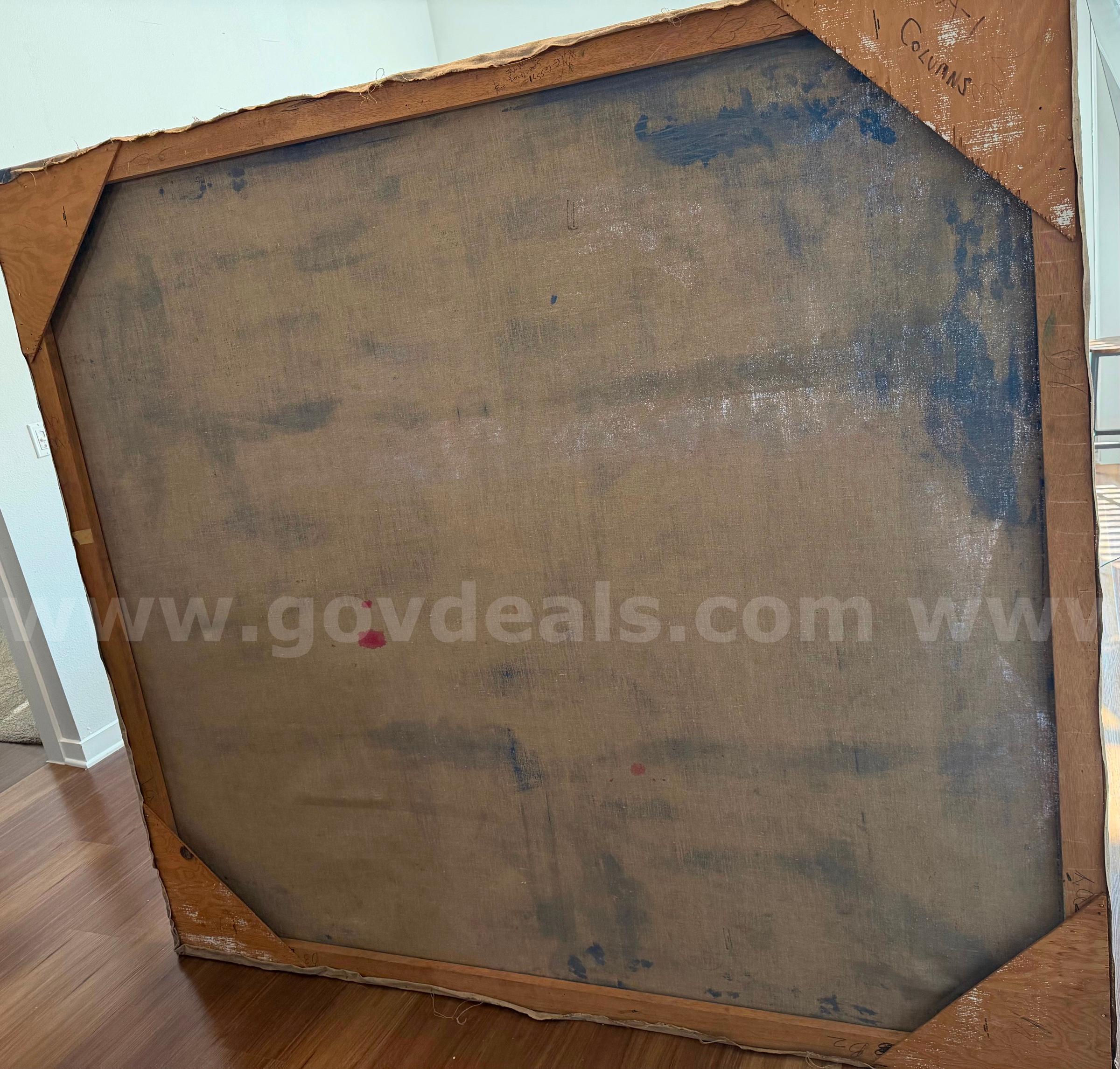 OLD FINE ARTWORK FROM MORRIS SHULMAN (1912-1978) OIL ON CANVAS SIZE 81"x 71" *CAN SHIP*   Government Surplus Auction - Photo #5