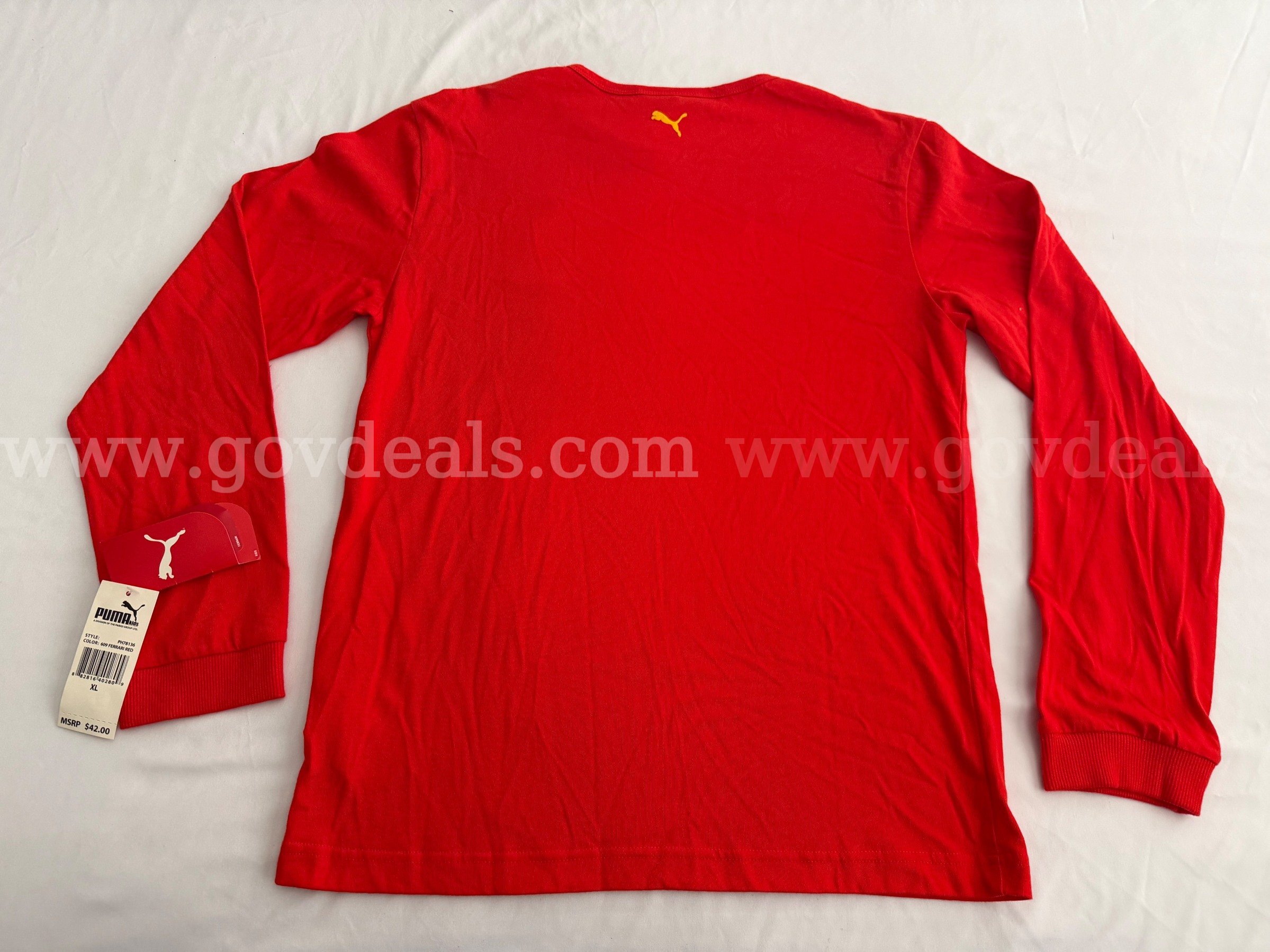 VINTAGE PUMA FERRARI LONG SLEEVE RED TEE 100% COTTON BOYS SIZE EXTRA LARGE NWT $42 *WILL SHIP*  100 Government Surplus Auction - Photo #2